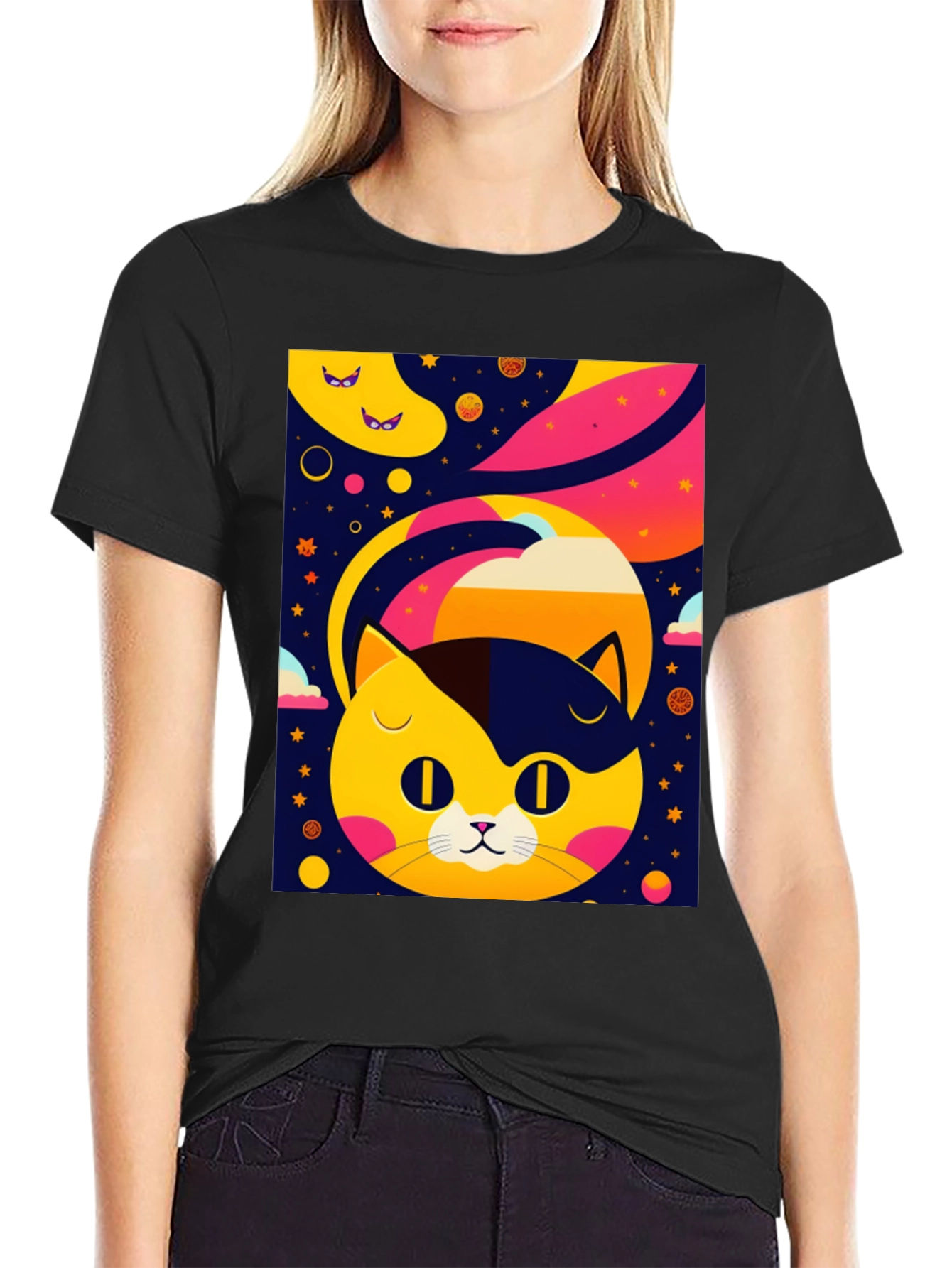 Cosmic Cat T-Shirt - Retro Style Design