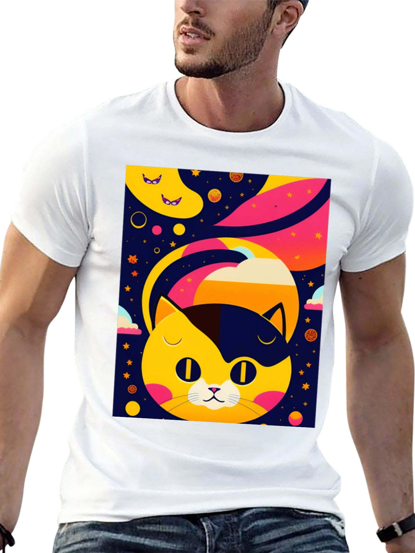 Cosmic Cat T-Shirt - Retro Style Design