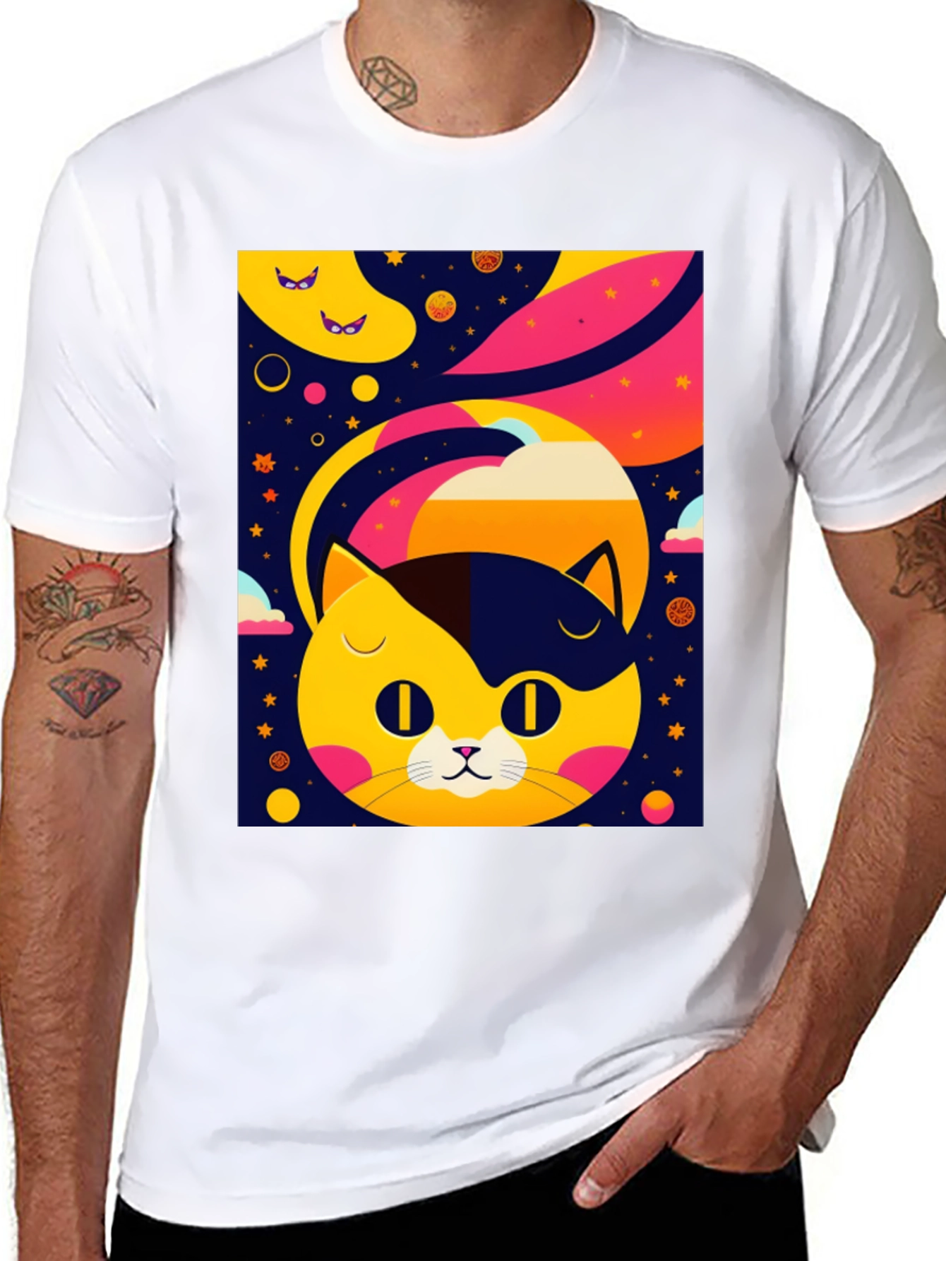 Cosmic Cat T-Shirt - Retro Style Design