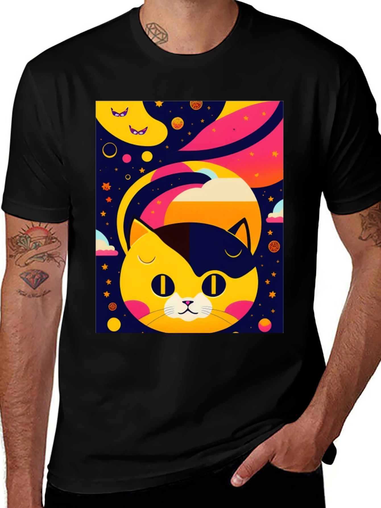 Cosmic Cat T-Shirt - Retro Style Design