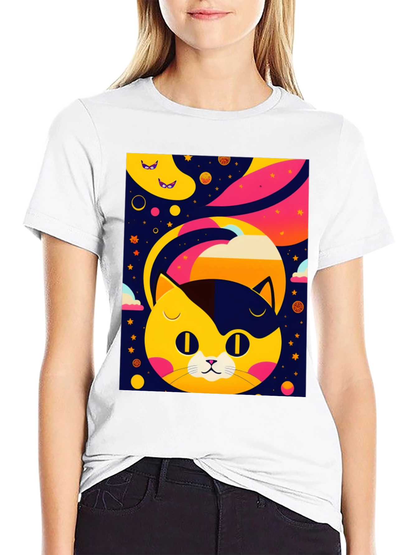 Cosmic Cat T-Shirt - Retro Style Design