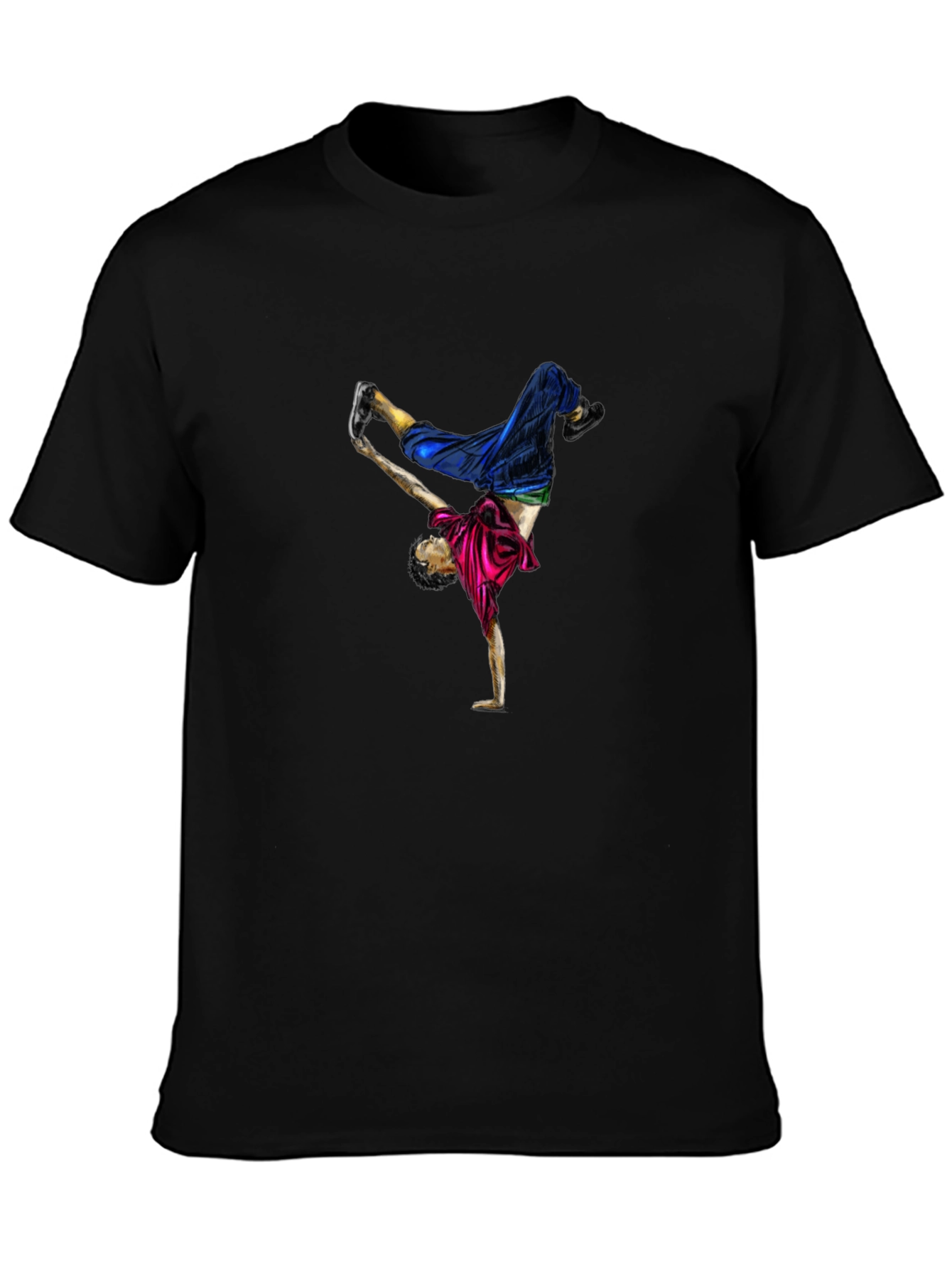 Breakdancer Graphic Tee - Black Cotton T-Shirt