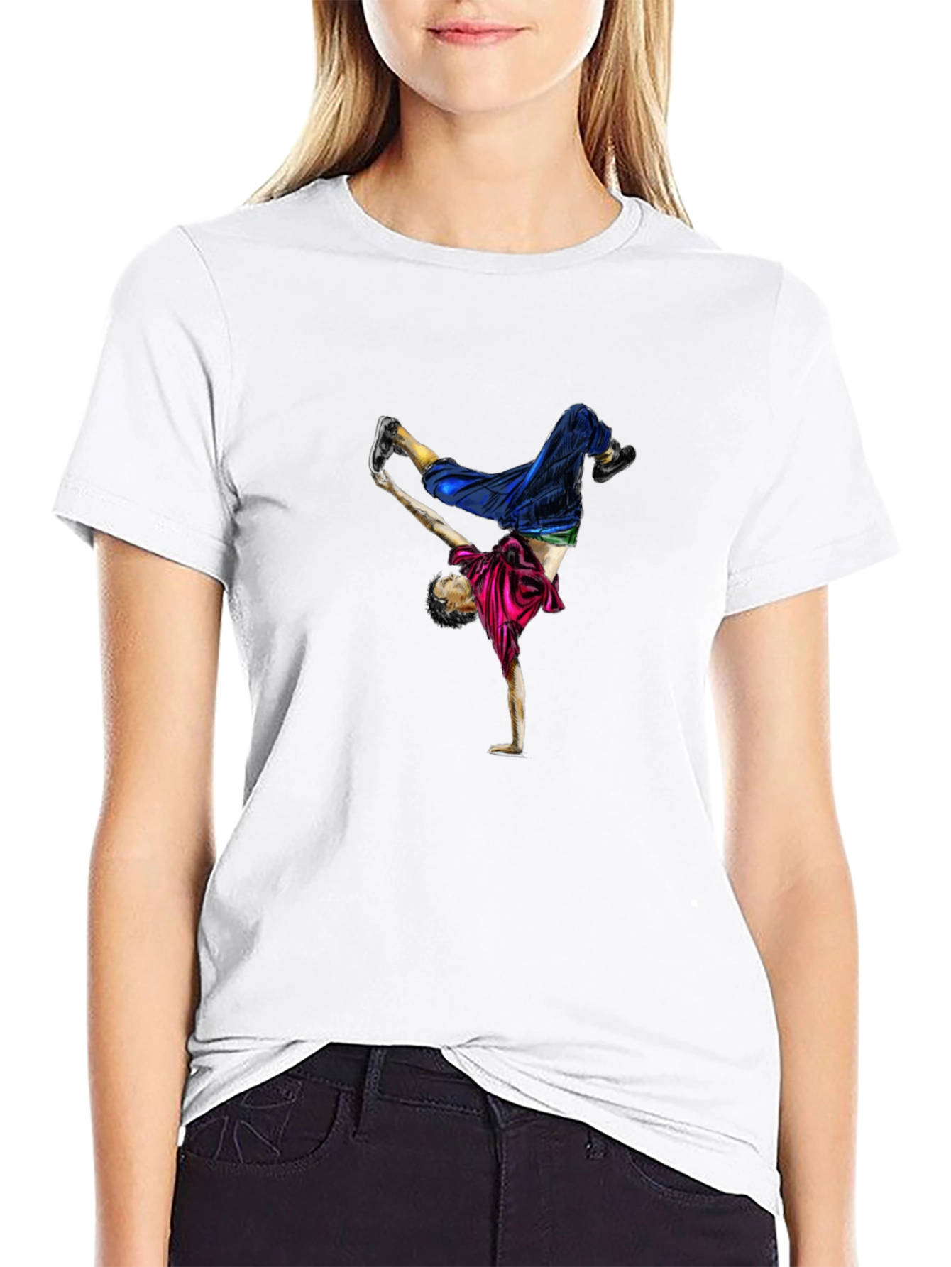 Breakdancer Graphic Tee - Black Cotton T-Shirt