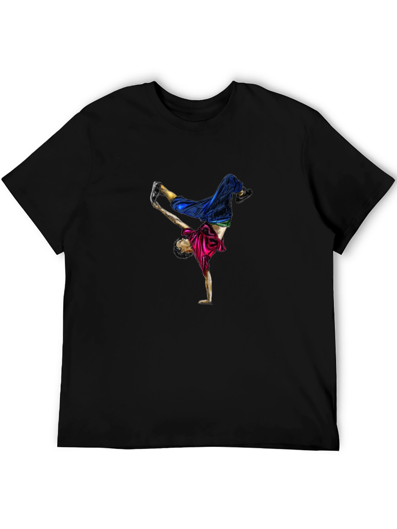 Breakdancer Graphic Tee - Black Cotton T-Shirt