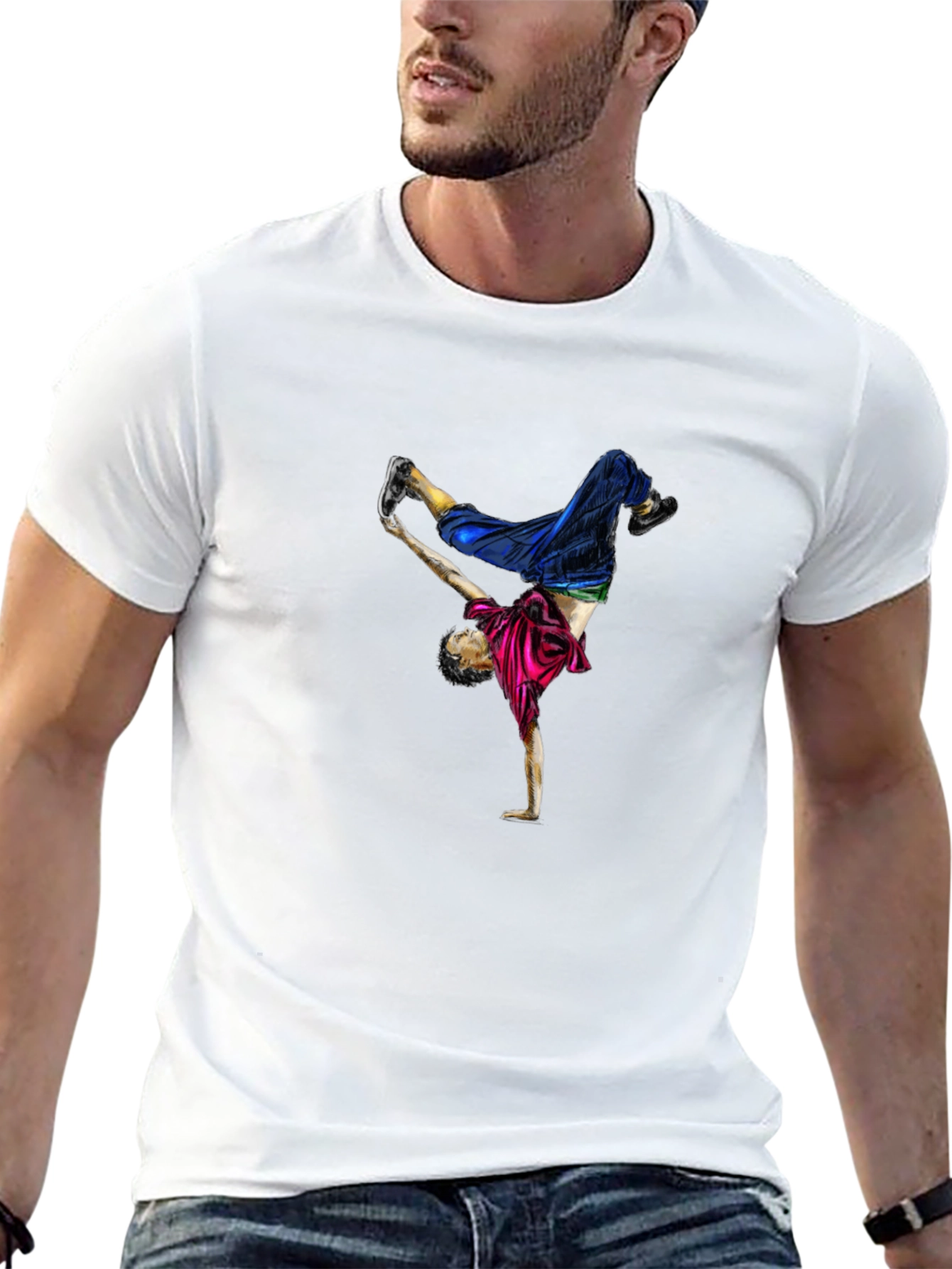 Breakdancer Graphic Tee - Black Cotton T-Shirt