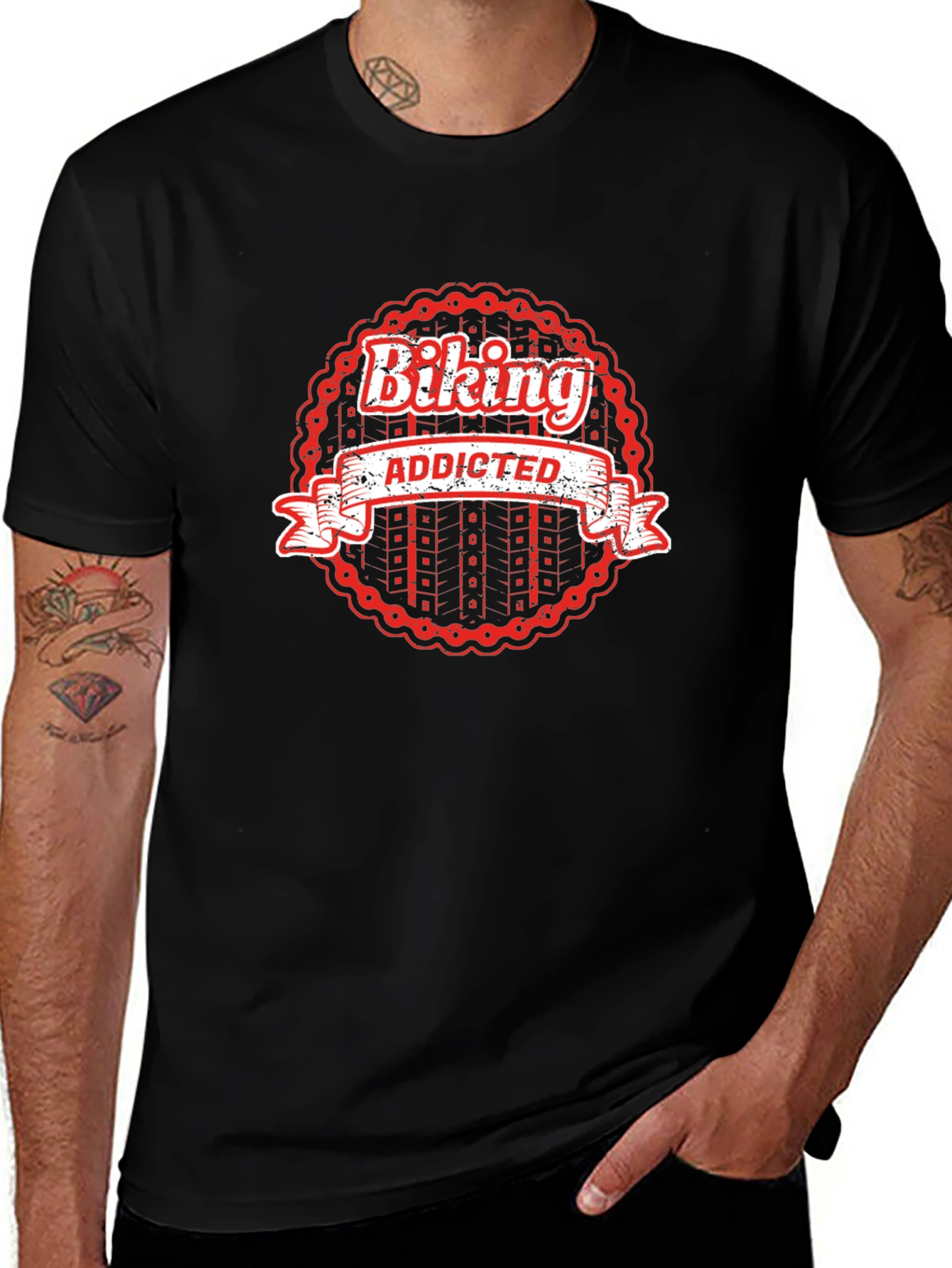 Biking Addicted Graphic Tee - Black