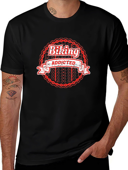 Biking Addicted Graphic Tee - Black