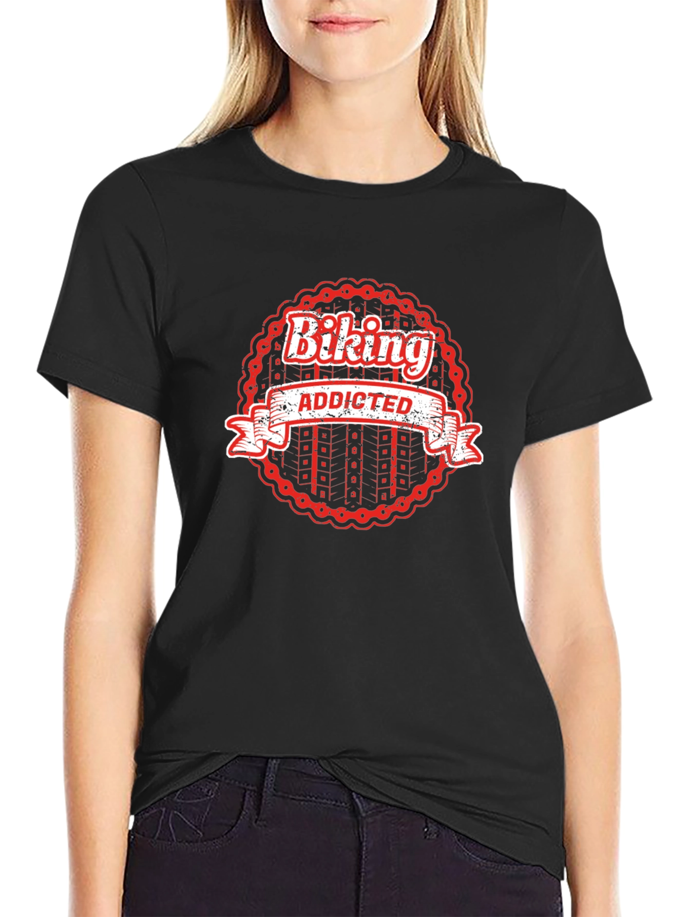 Biking Addicted Graphic Tee - Black