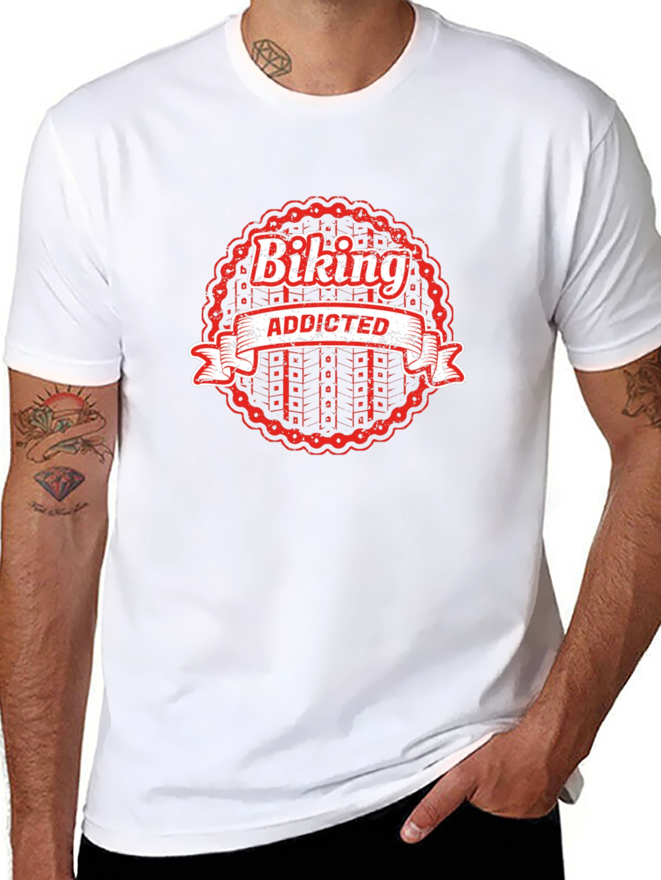 Biking Addicted Graphic Tee - Black