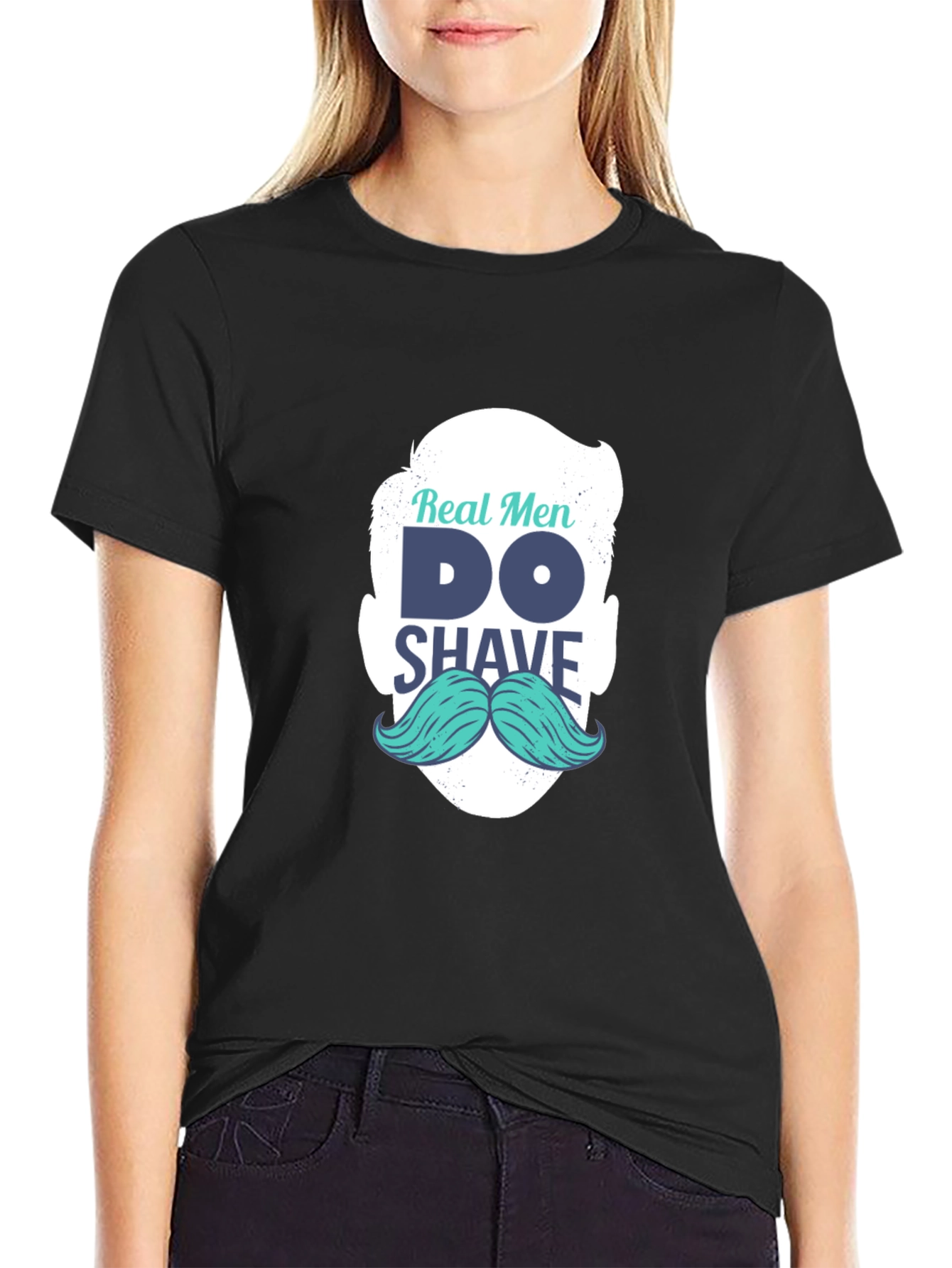 Real Men Shave T-Shirt: Cool Mustache Graphic Tee