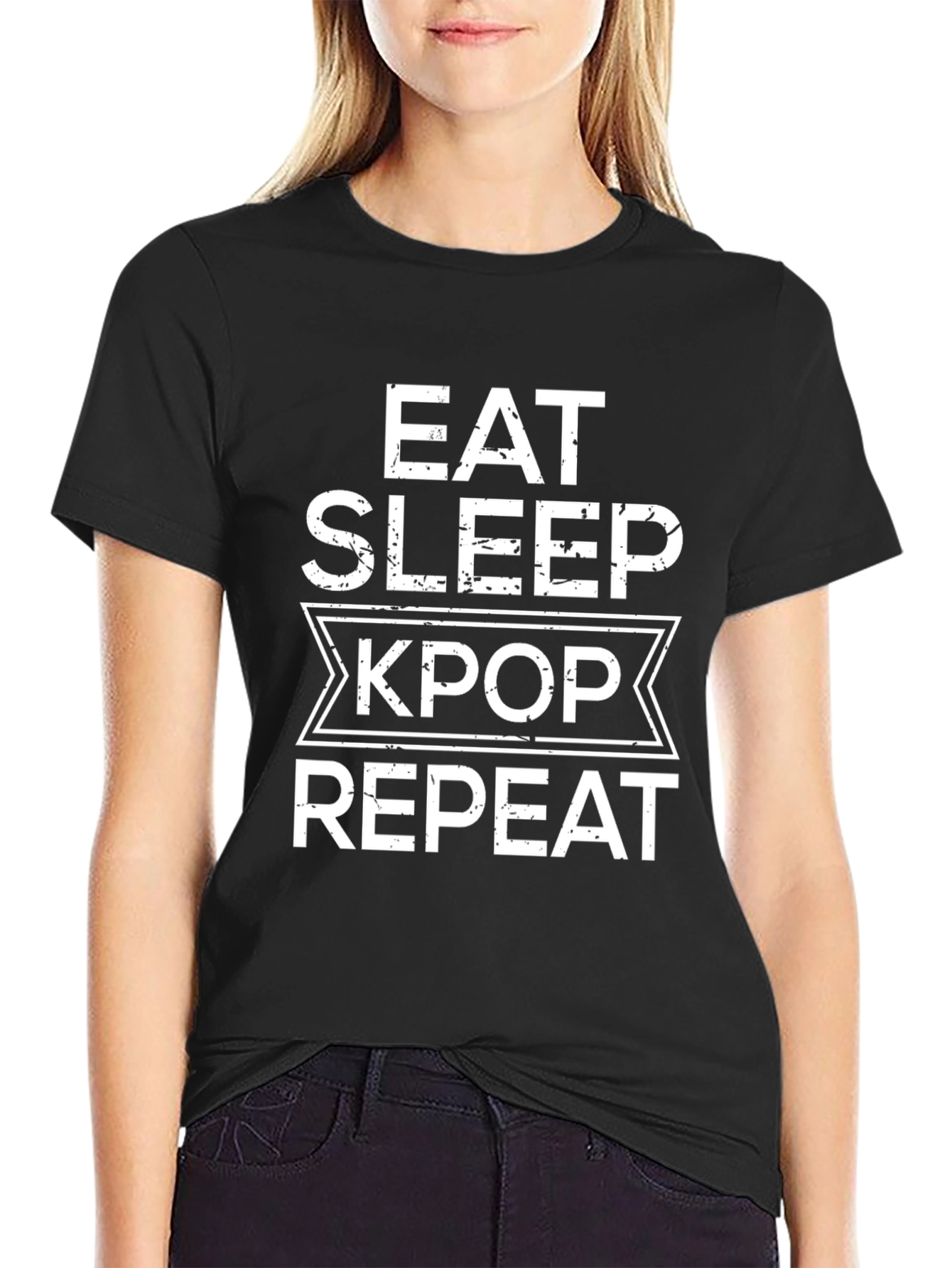 Eat Sleep Kpop Repeat Black T-Shirt