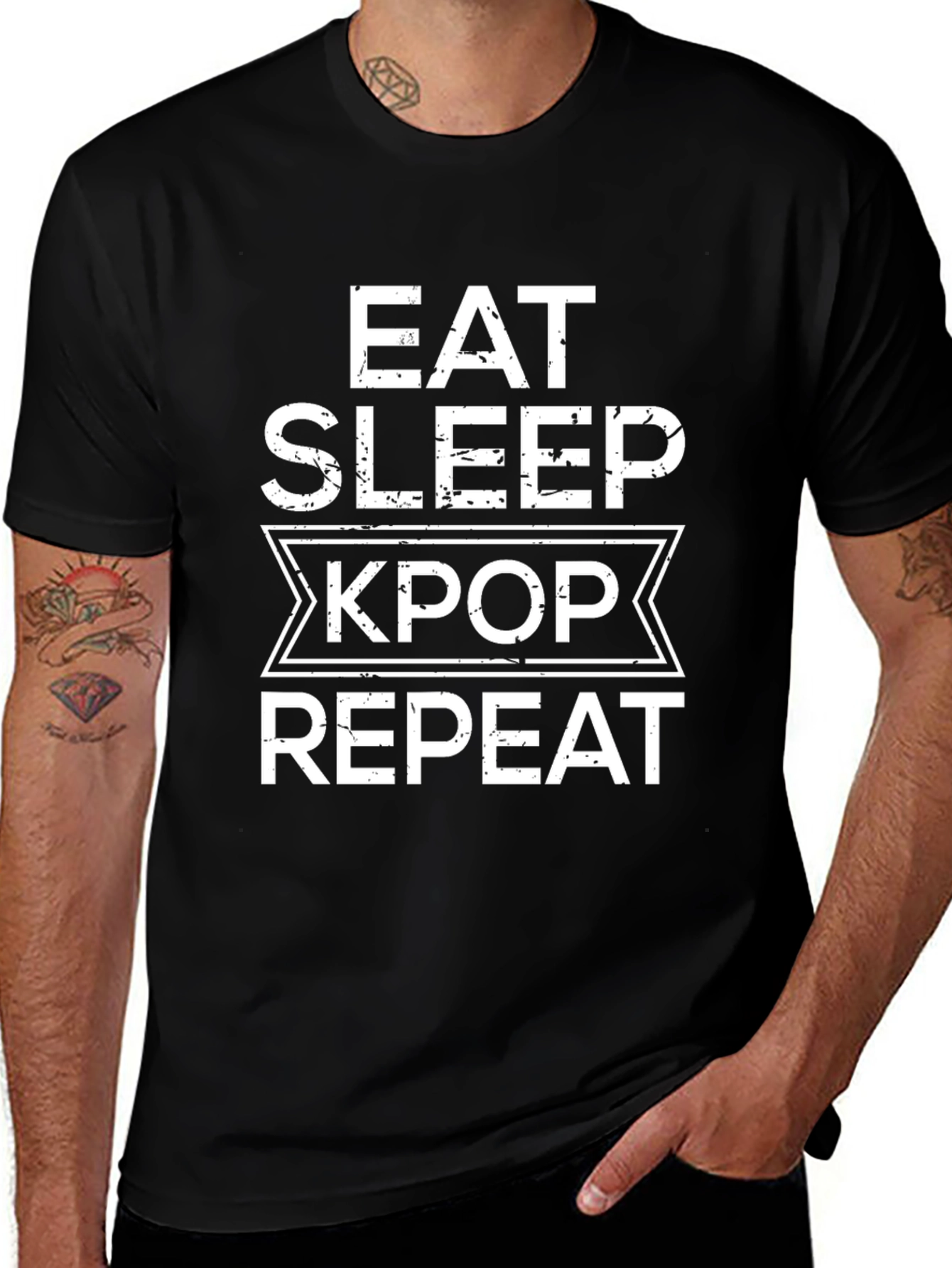 Eat Sleep Kpop Repeat Black T-Shirt
