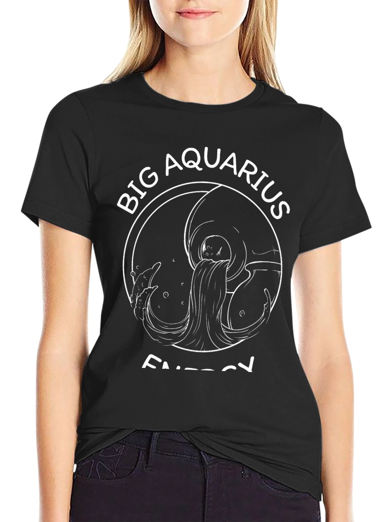 Big Aquarius Energy Black T-Shirt