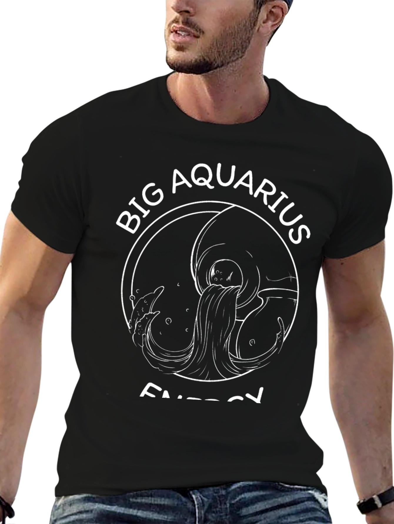 Big Aquarius Energy Black T-Shirt