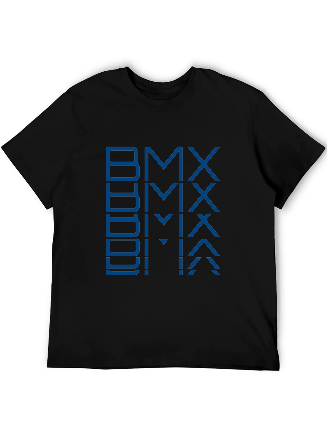 Blue BMX Graphic Print Black T-Shirt
