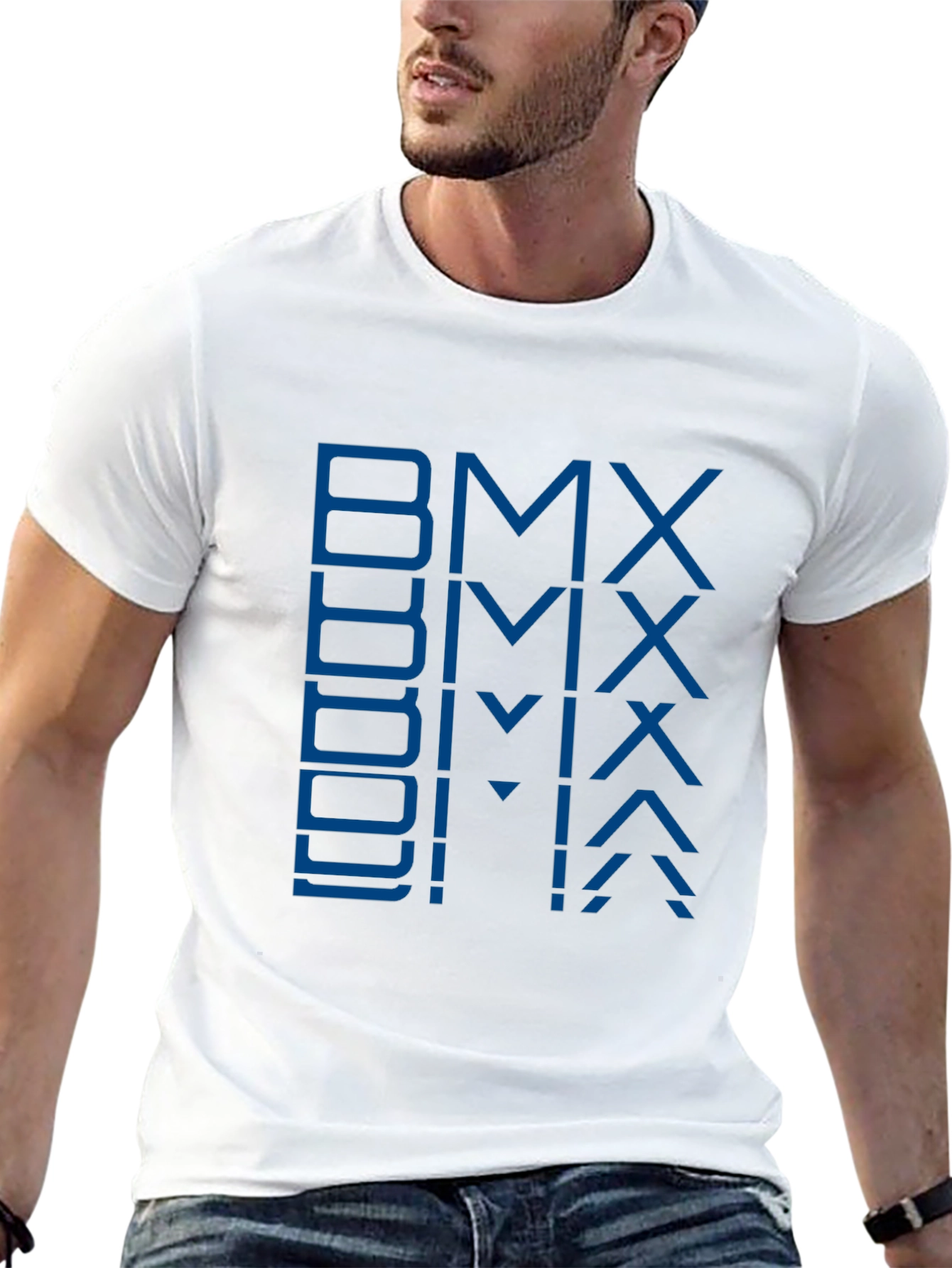 Blue BMX Graphic Print Black T-Shirt