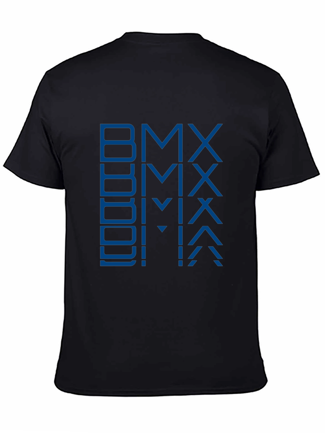 Blue BMX Graphic Print Black T-Shirt
