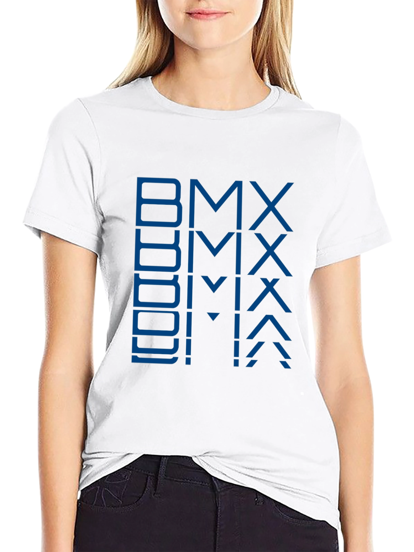 Blue BMX Graphic Print Black T-Shirt