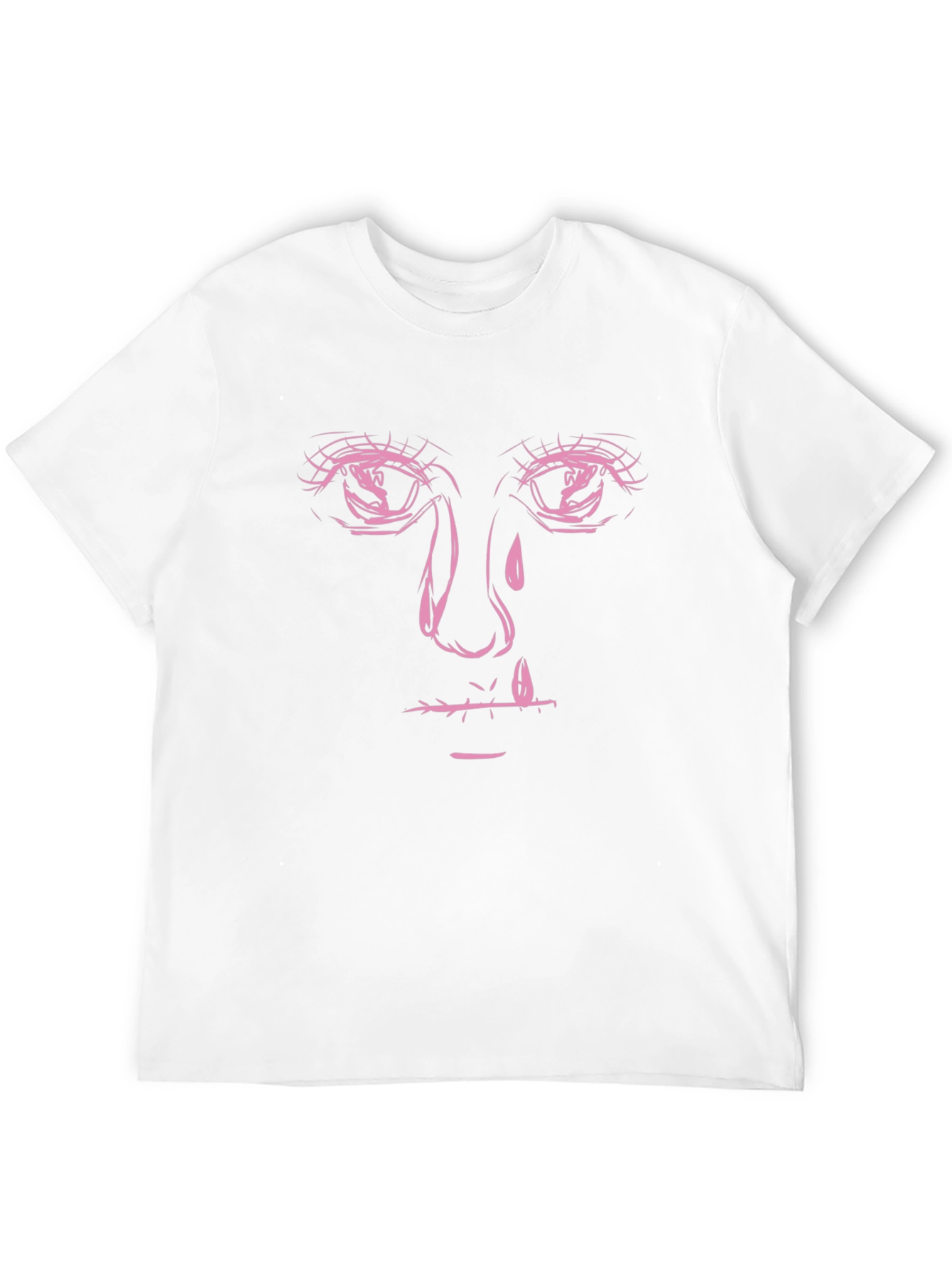 Black Graphic Tee with Pink Face Print