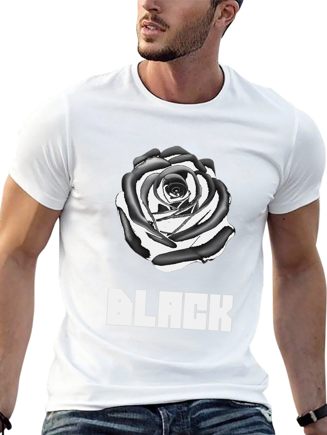 Black Rose Graphic Tee - Stylish Mens T-Shirt