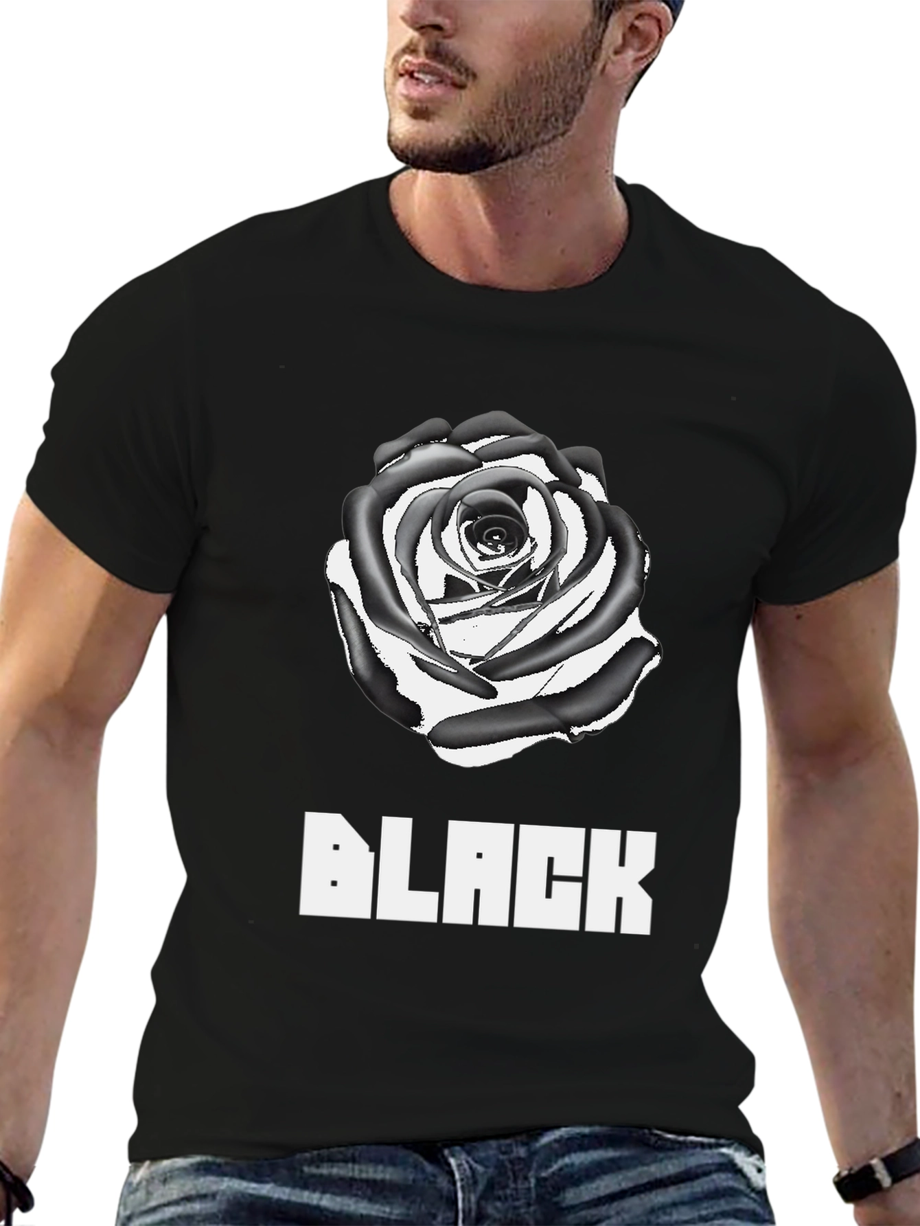 Black Rose Graphic Tee - Stylish Mens T-Shirt