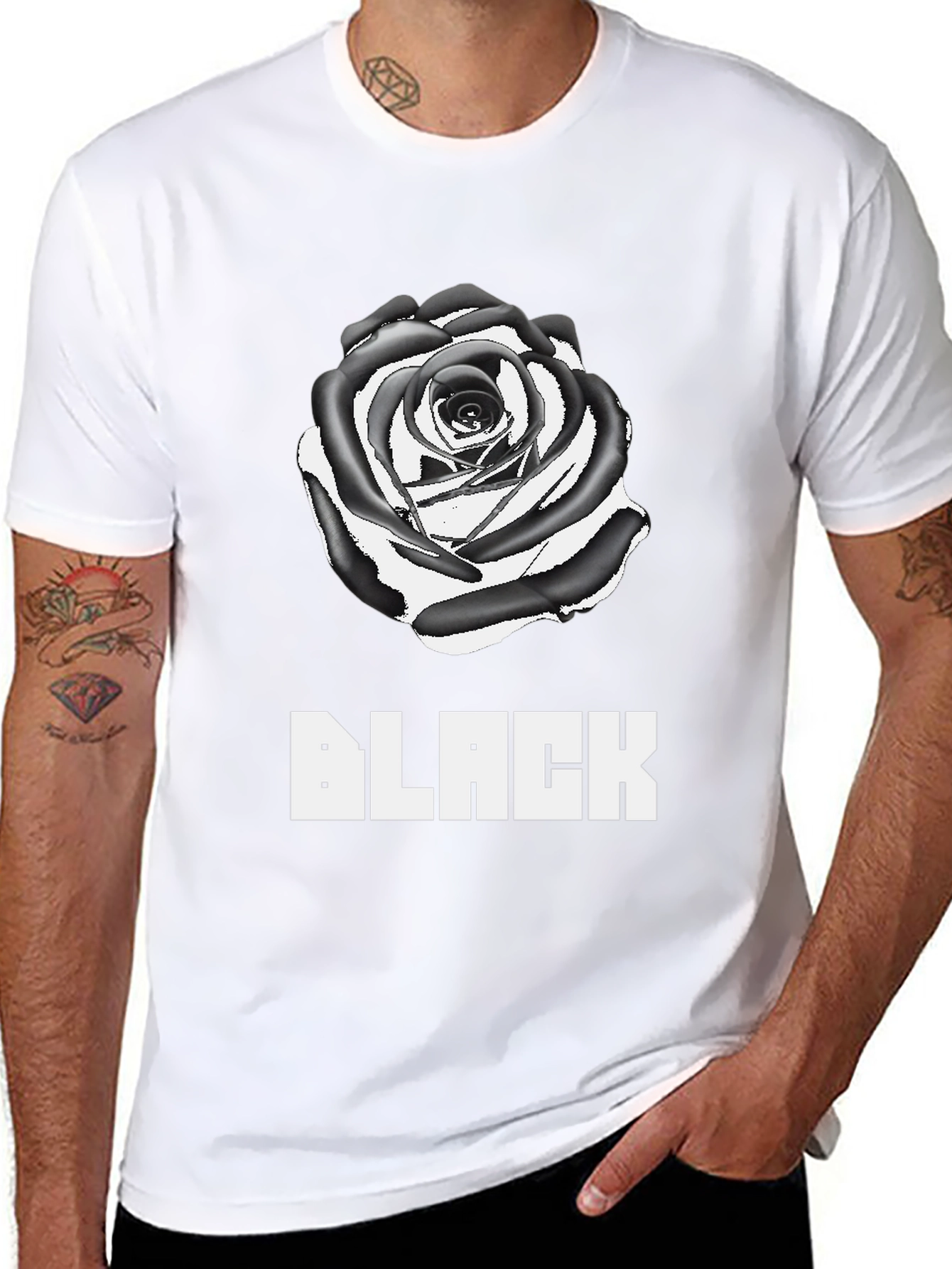 Black Rose Graphic Tee - Stylish Mens T-Shirt