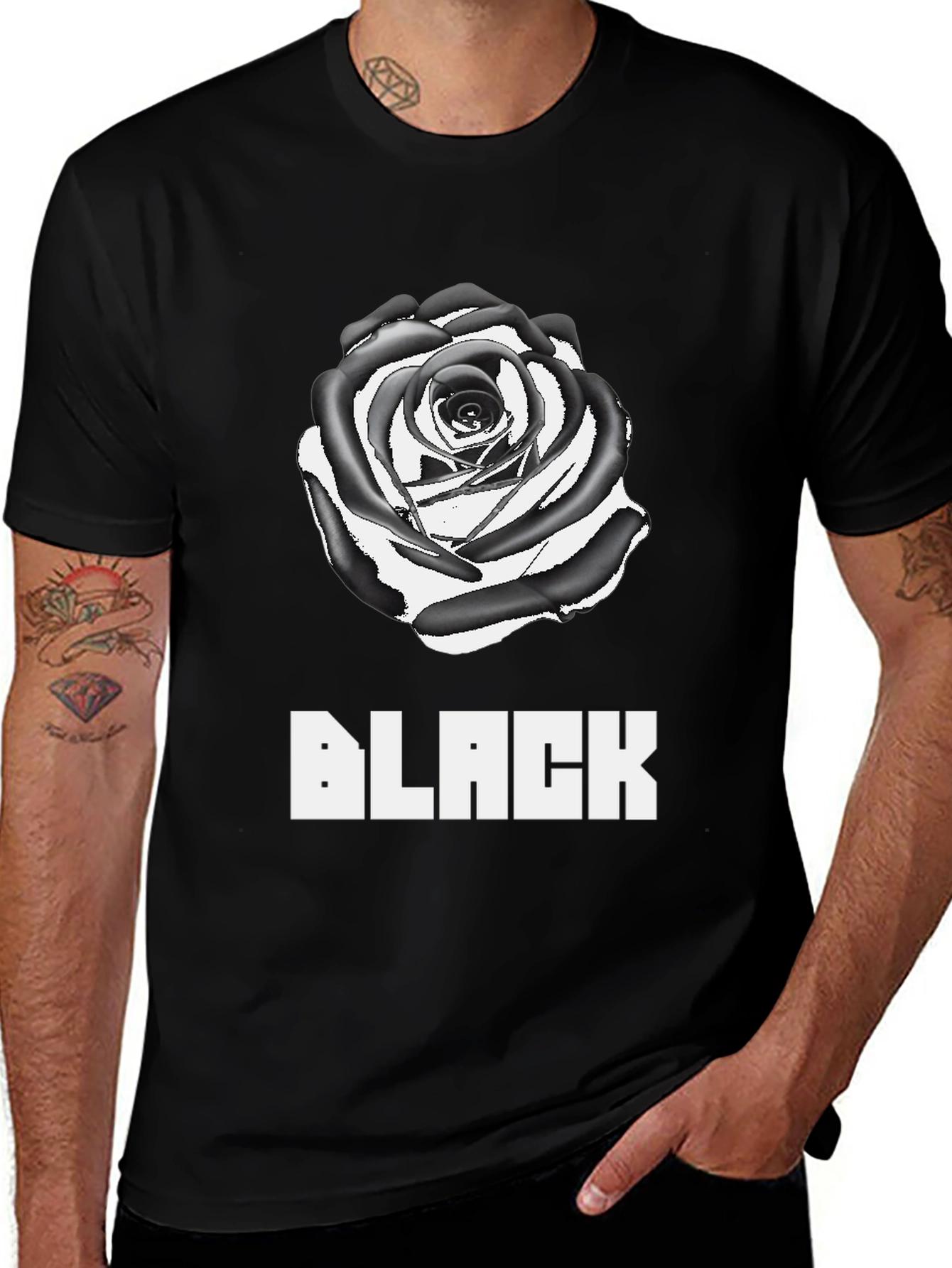 Black Rose Graphic Tee - Stylish Mens T-Shirt