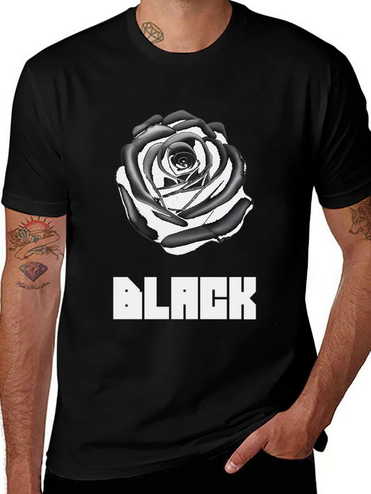 Black Rose Graphic Tee - Stylish Mens T-Shirt