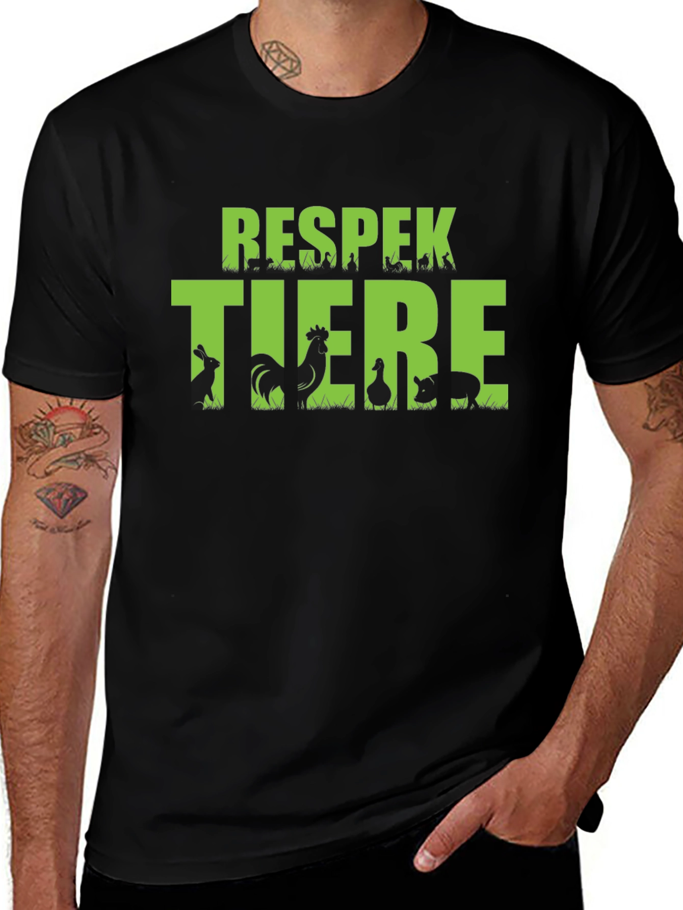 Respek Tiere Black T-Shirt - Animal Respect Tee