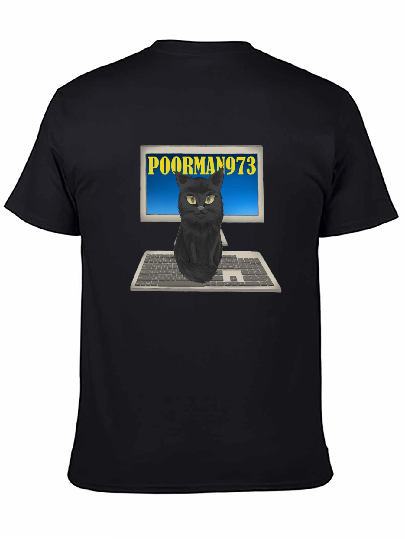 PoorMan973 Cat on Computer T-Shirt