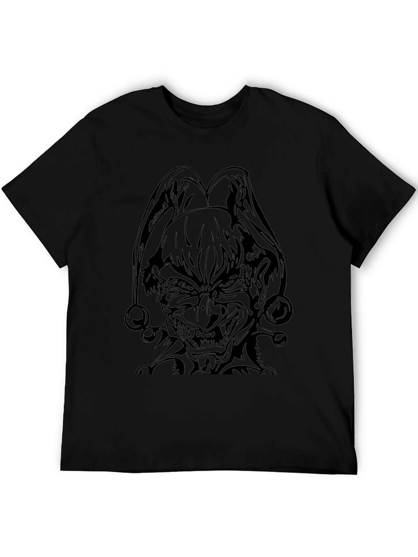 Mens Black Graphic Tee - Evil Jester Design