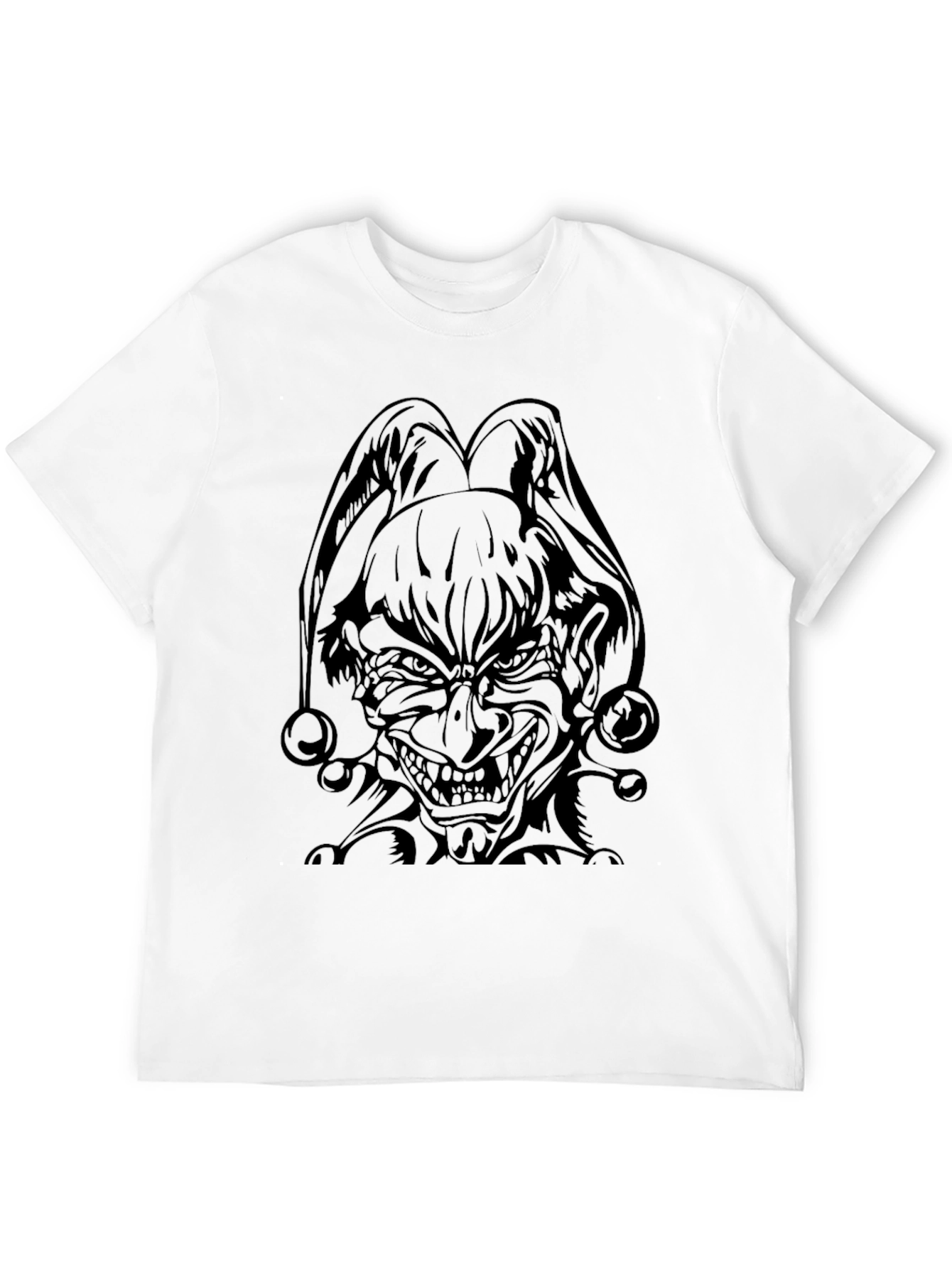 Mens Black Graphic Tee - Evil Jester Design