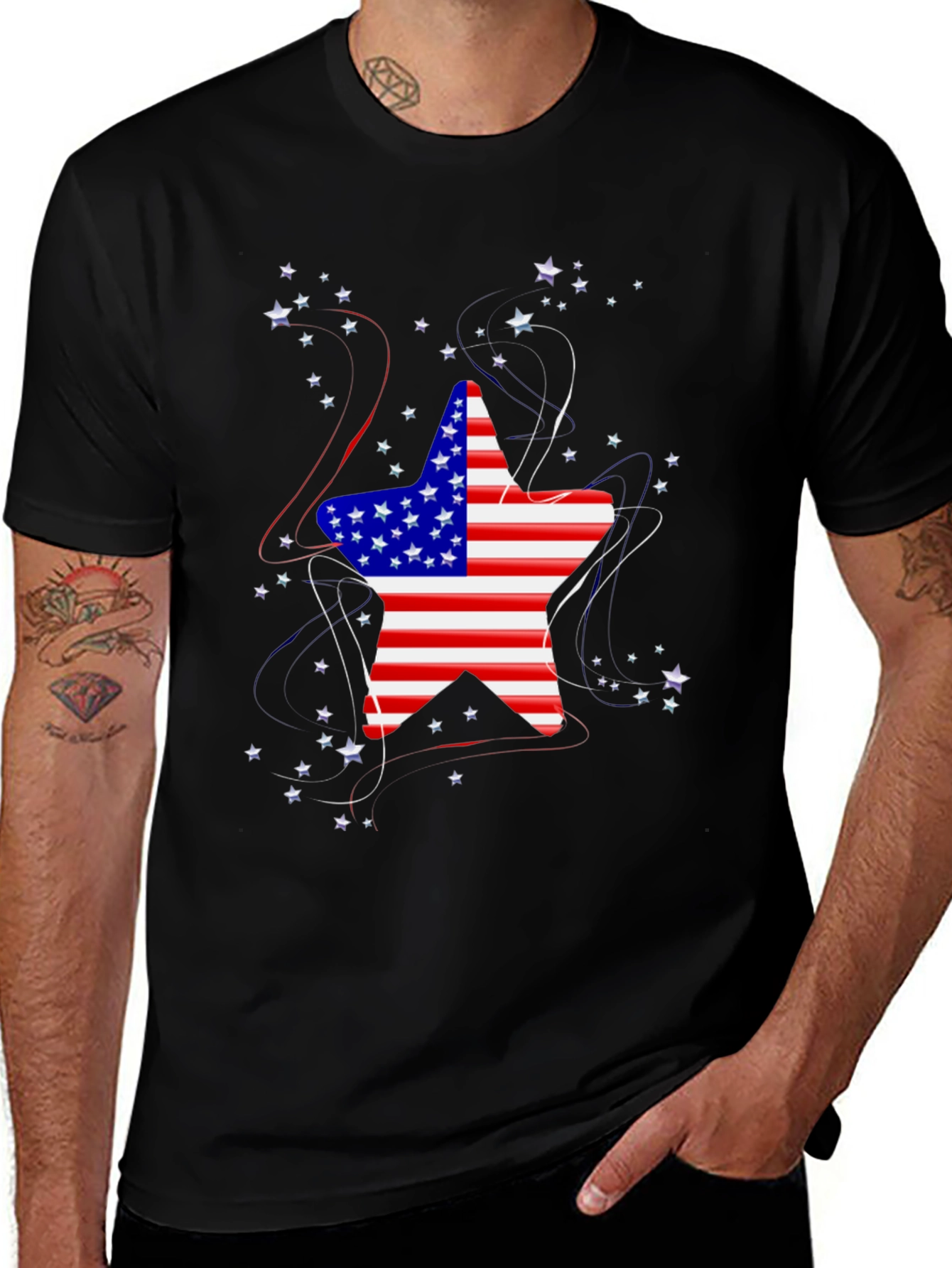 Patriotic Star Graphic Tee - USA Flag Shirt