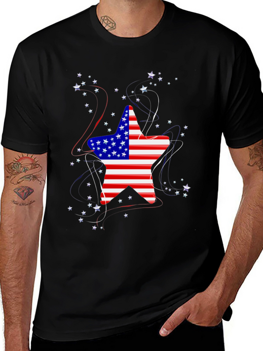 Patriotic Star Graphic Tee - USA Flag Shirt