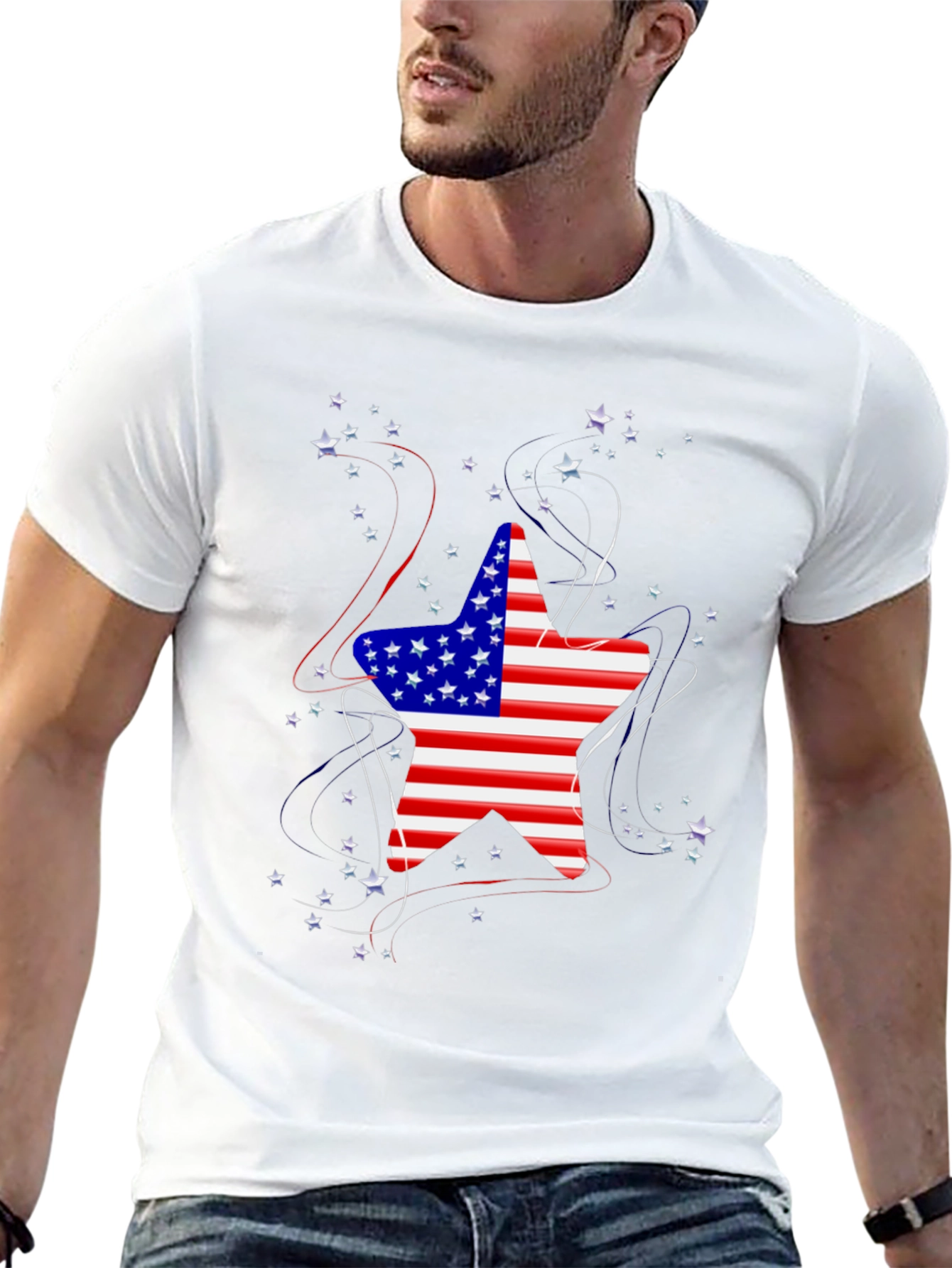 Patriotic Star Graphic Tee - USA Flag Shirt