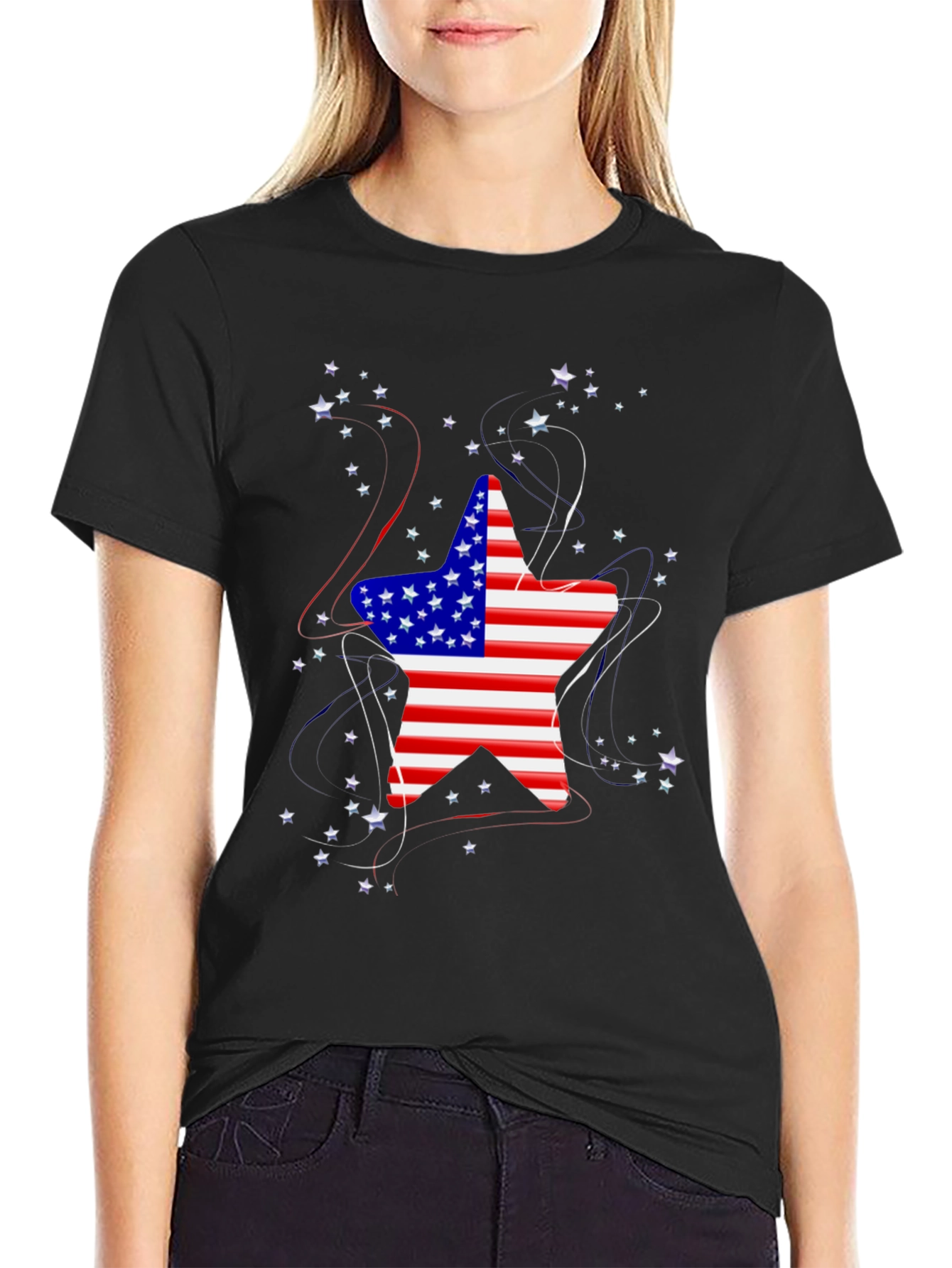 Patriotic Star Graphic Tee - USA Flag Shirt