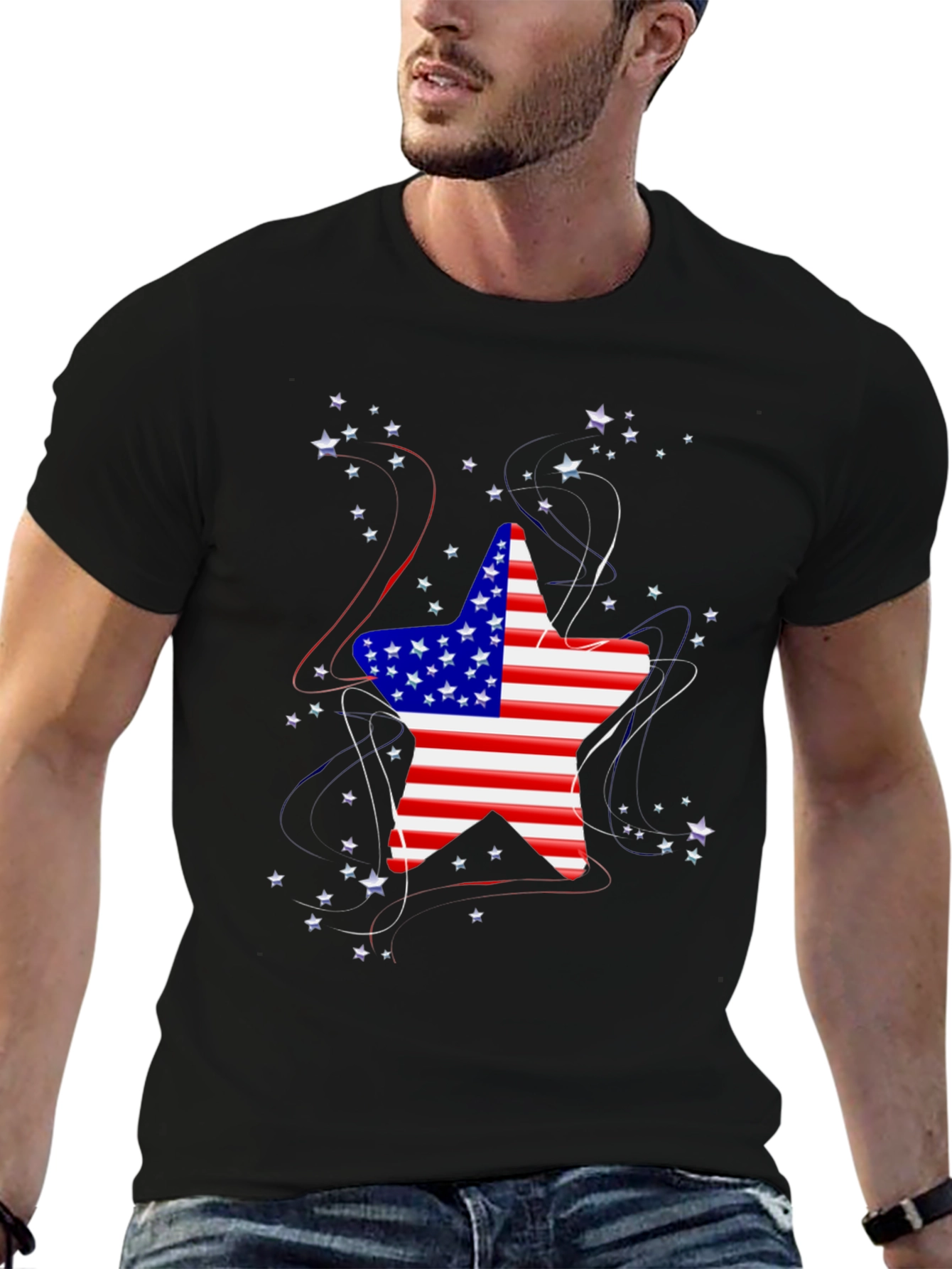 Patriotic Star Graphic Tee - USA Flag Shirt