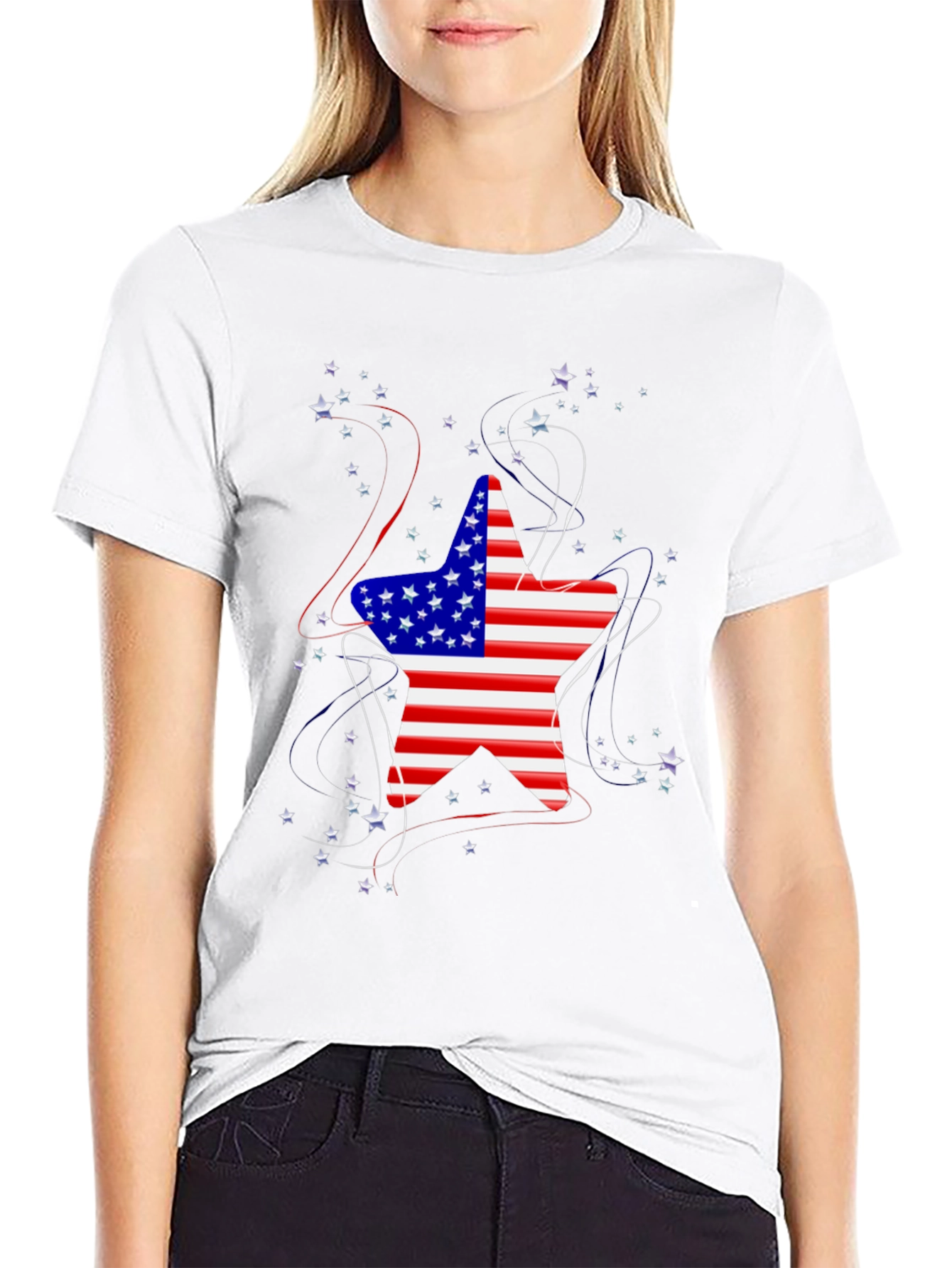 Patriotic Star Graphic Tee - USA Flag Shirt
