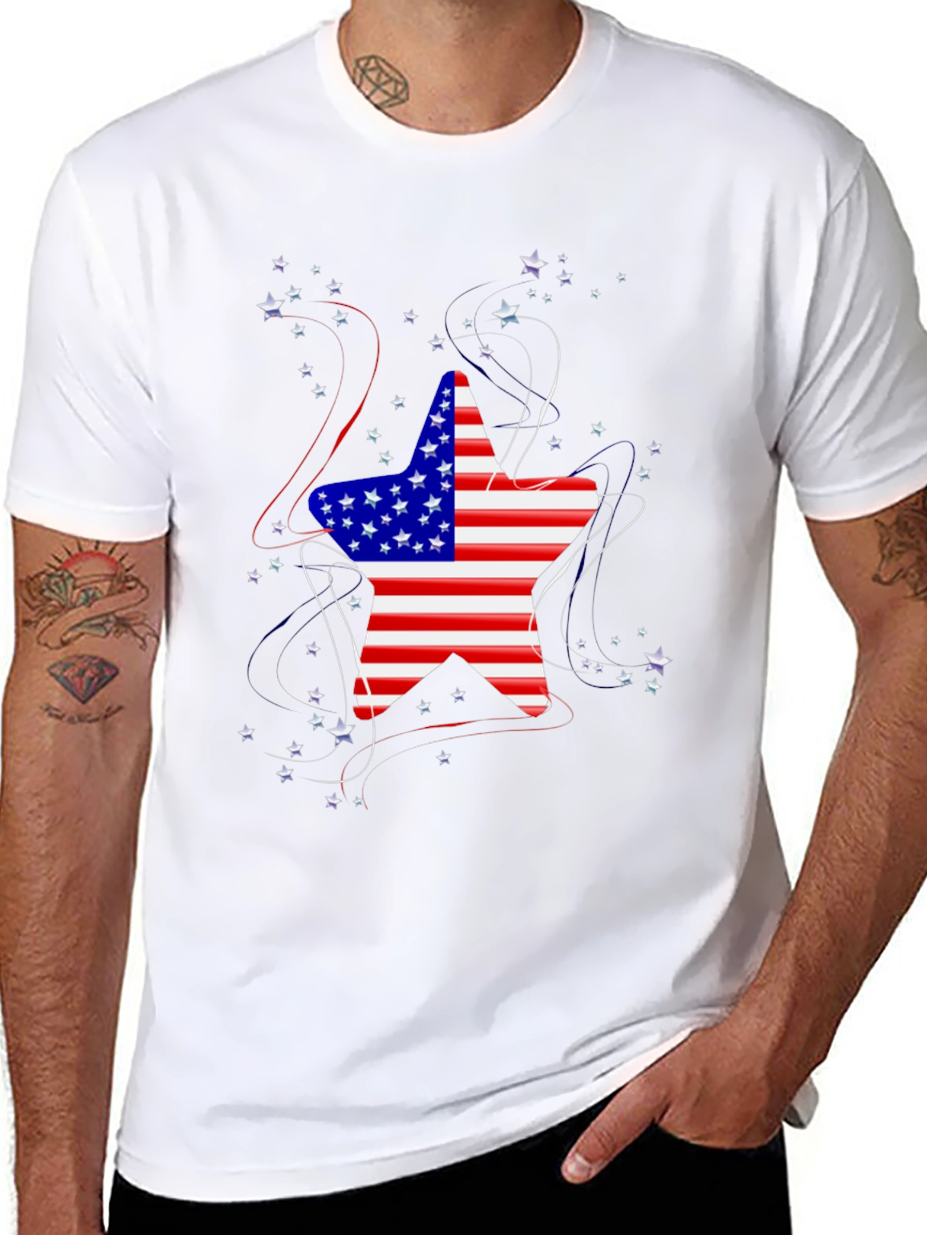 Patriotic Star Graphic Tee - USA Flag Shirt