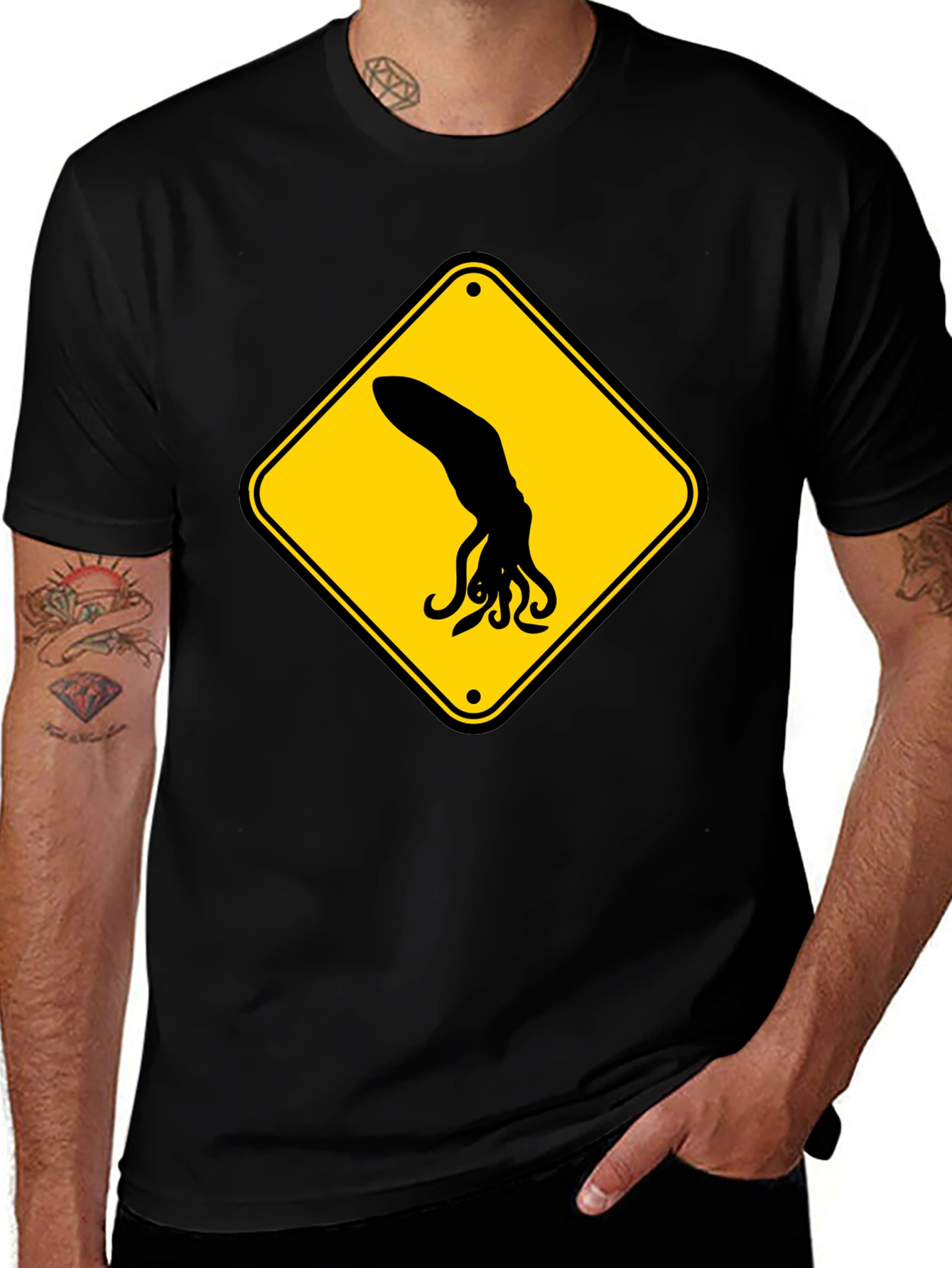 Squid Warning Black T-Shirt