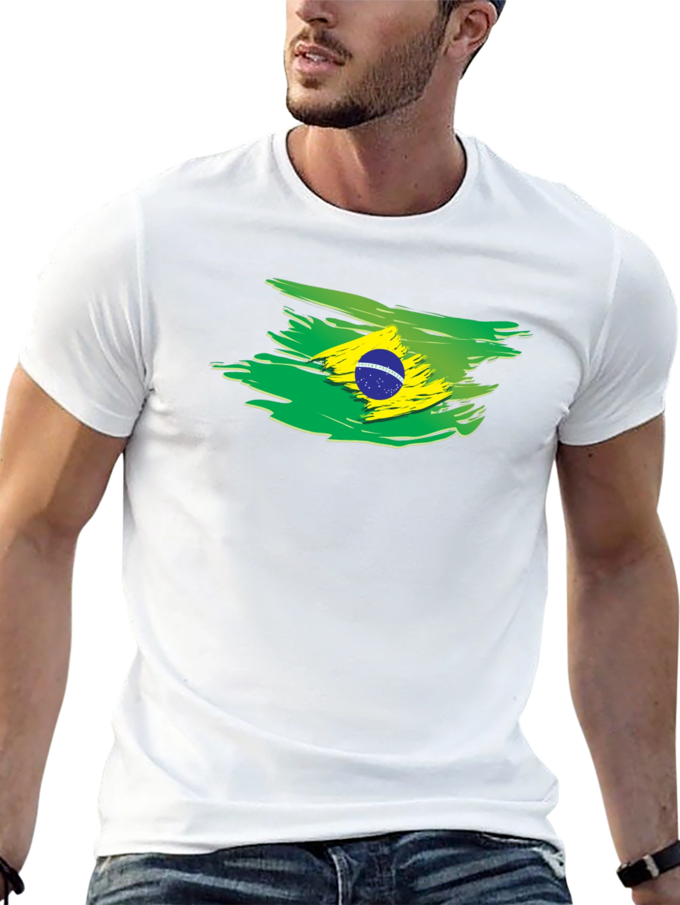 Brazil Flag Brushstroke Graphic T-Shirt