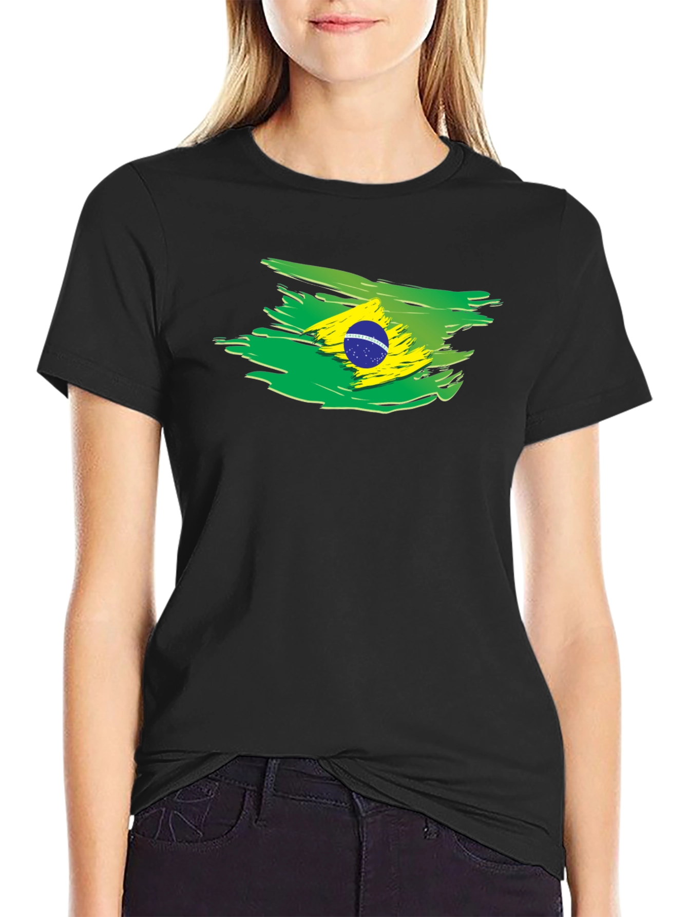 Brazil Flag Brushstroke Graphic T-Shirt