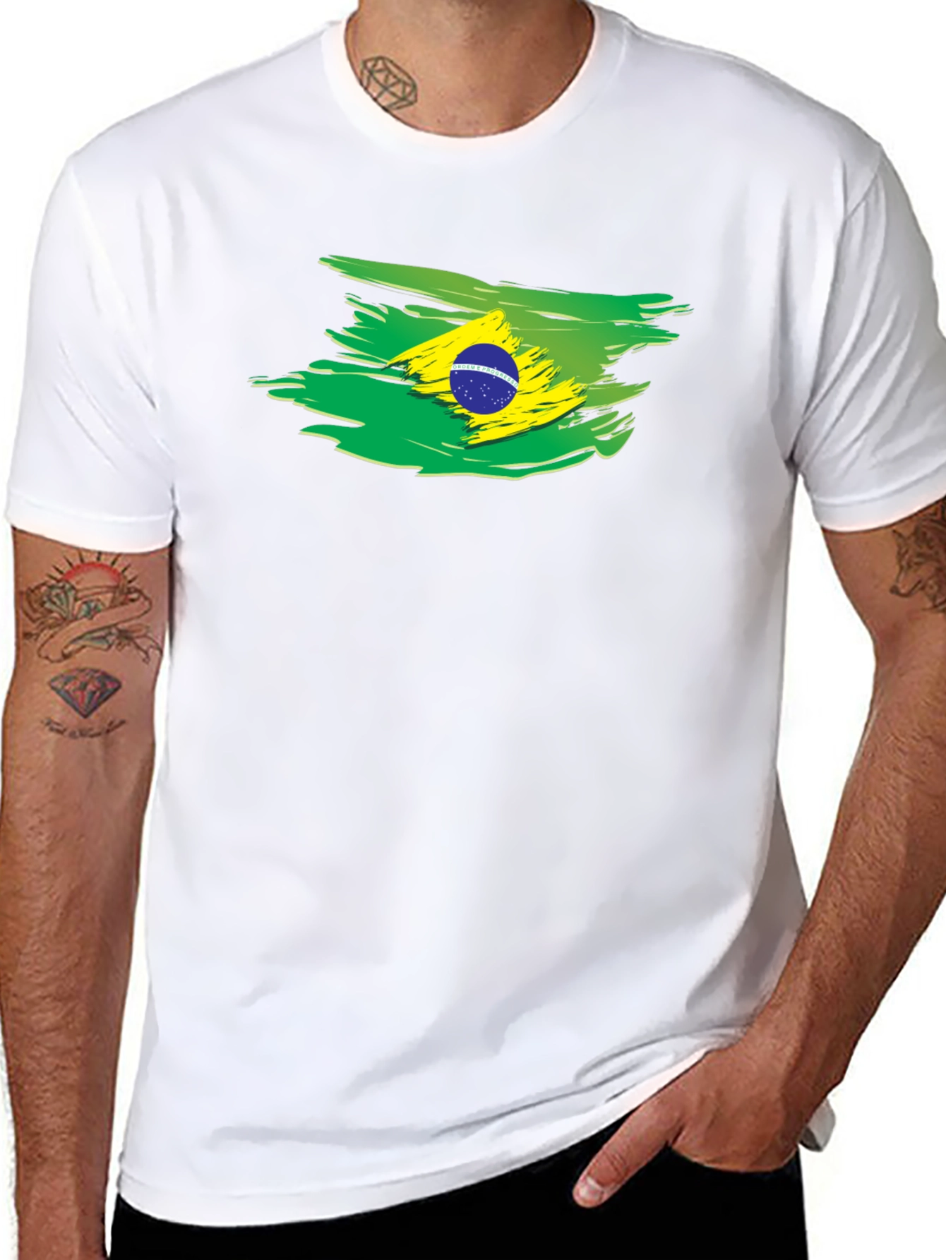 Brazil Flag Brushstroke Graphic T-Shirt
