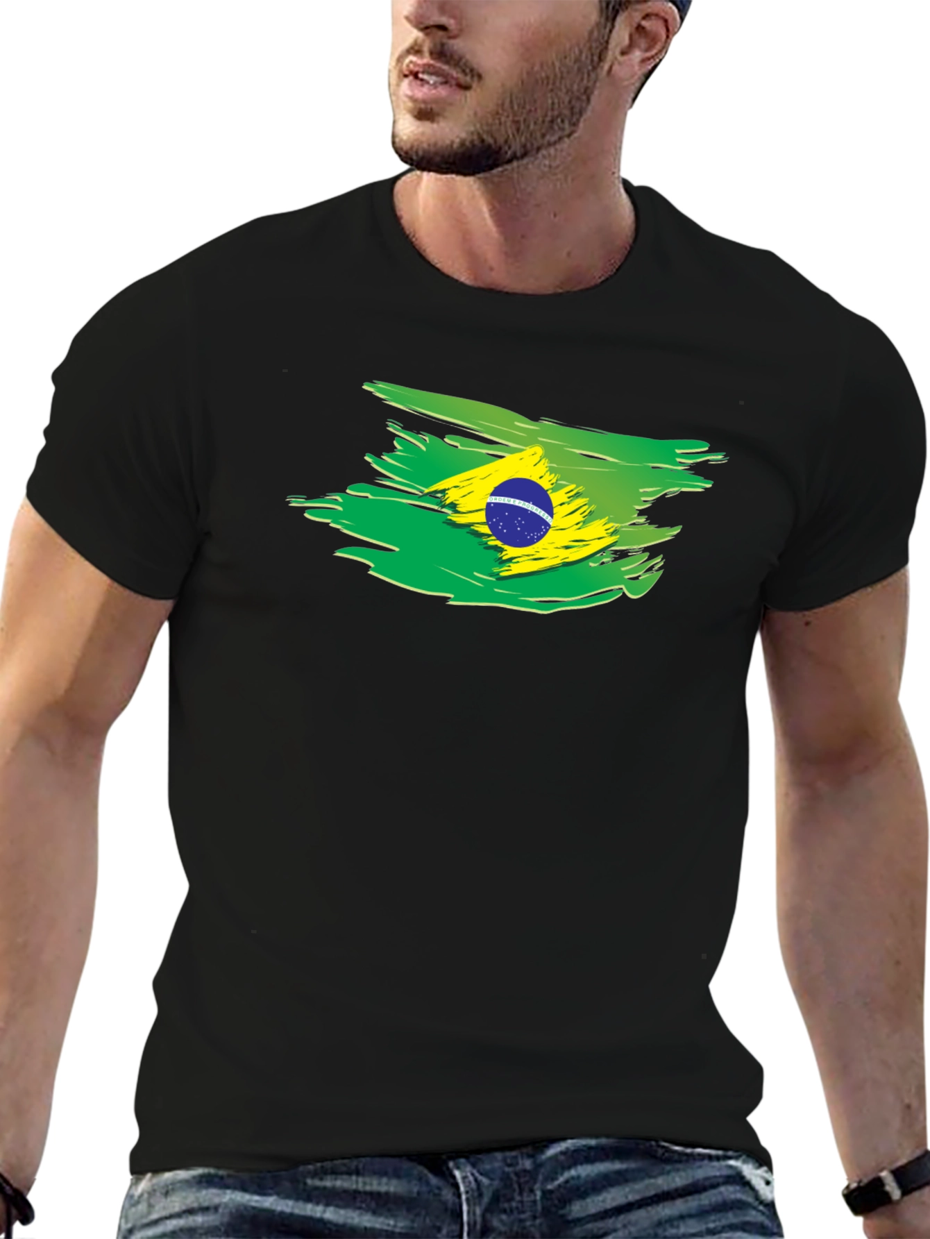 Brazil Flag Brushstroke Graphic T-Shirt