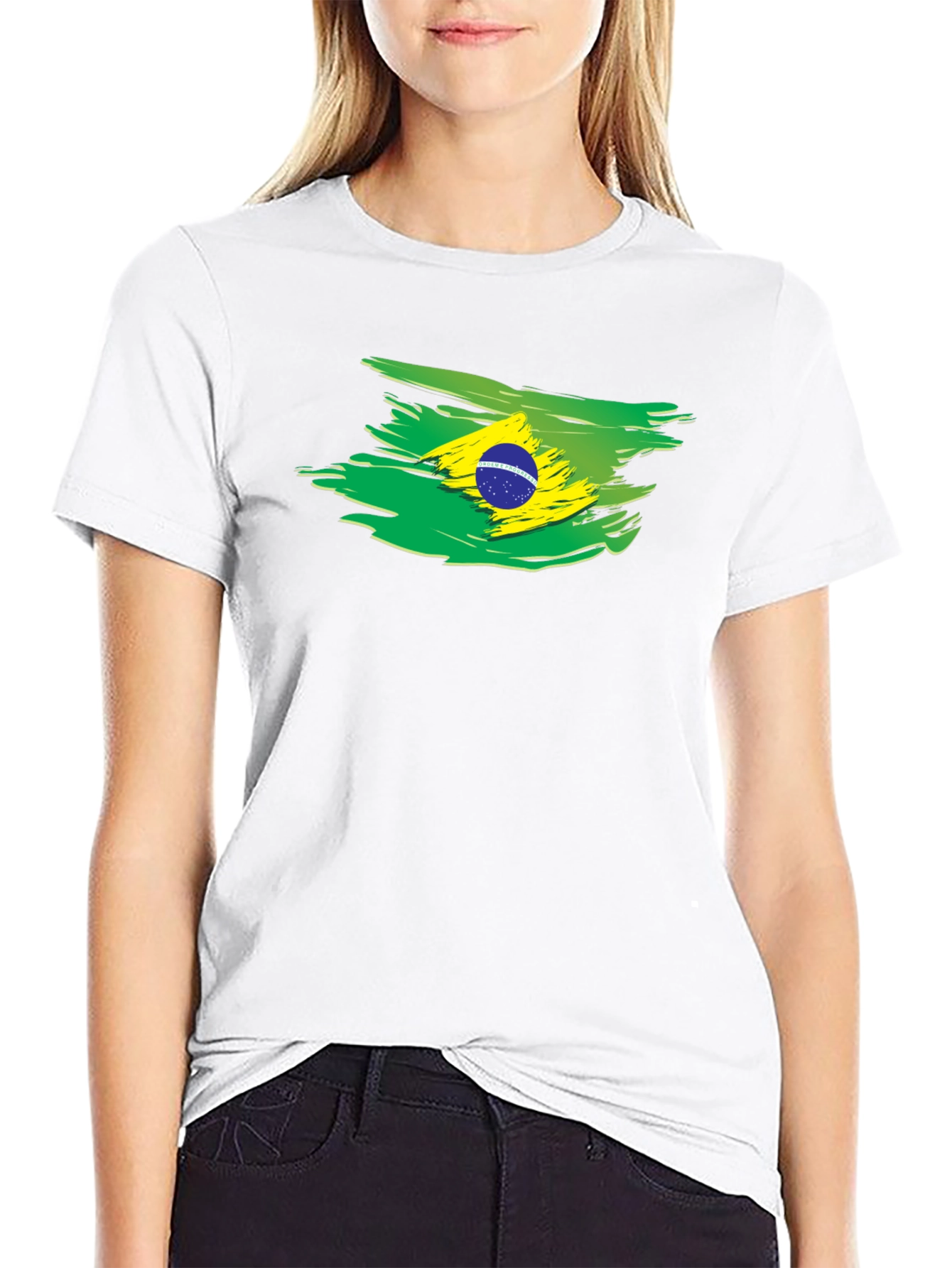 Brazil Flag Brushstroke Graphic T-Shirt