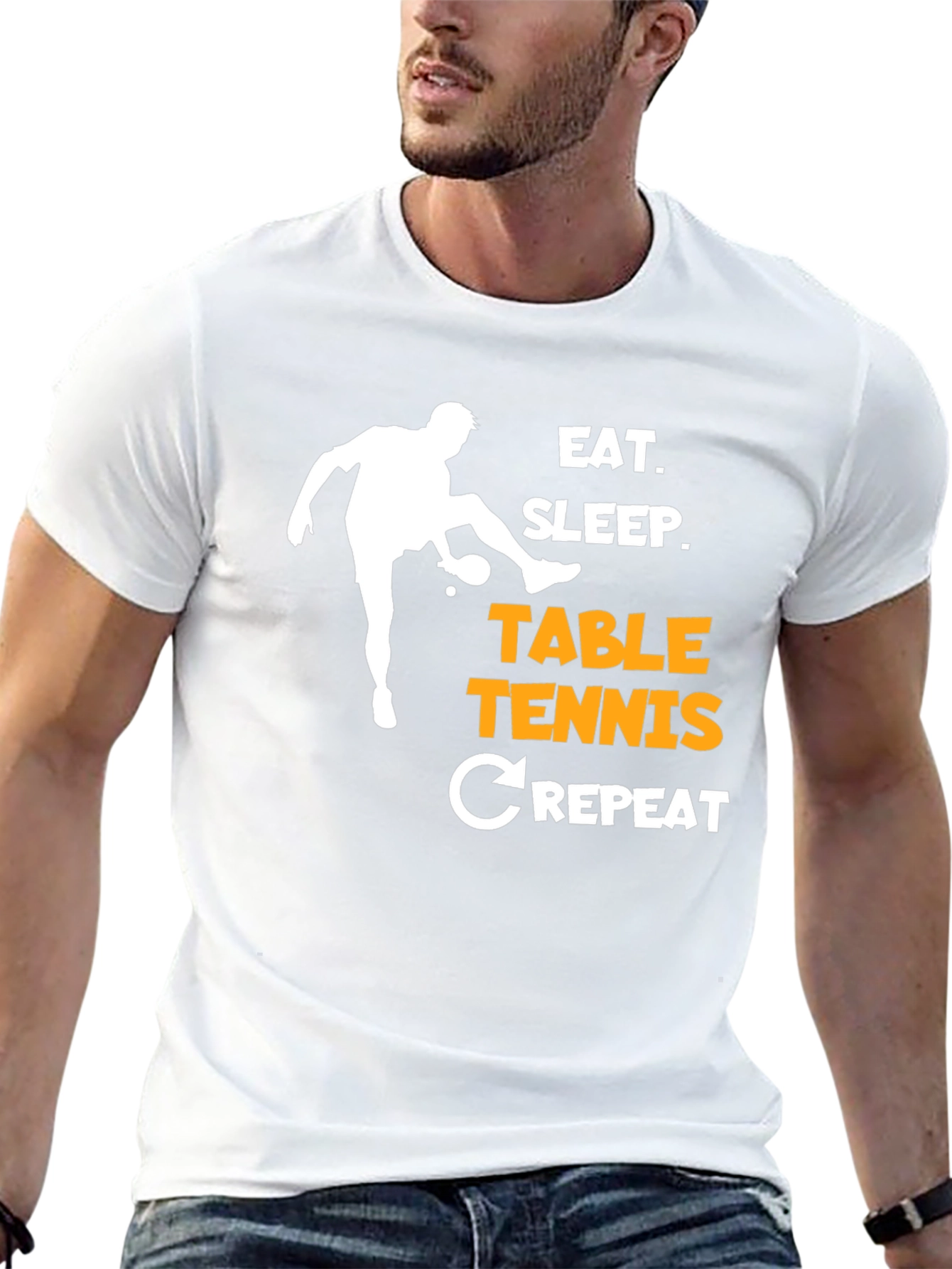 Eat Sleep Table Tennis Repeat T-Shirt Black