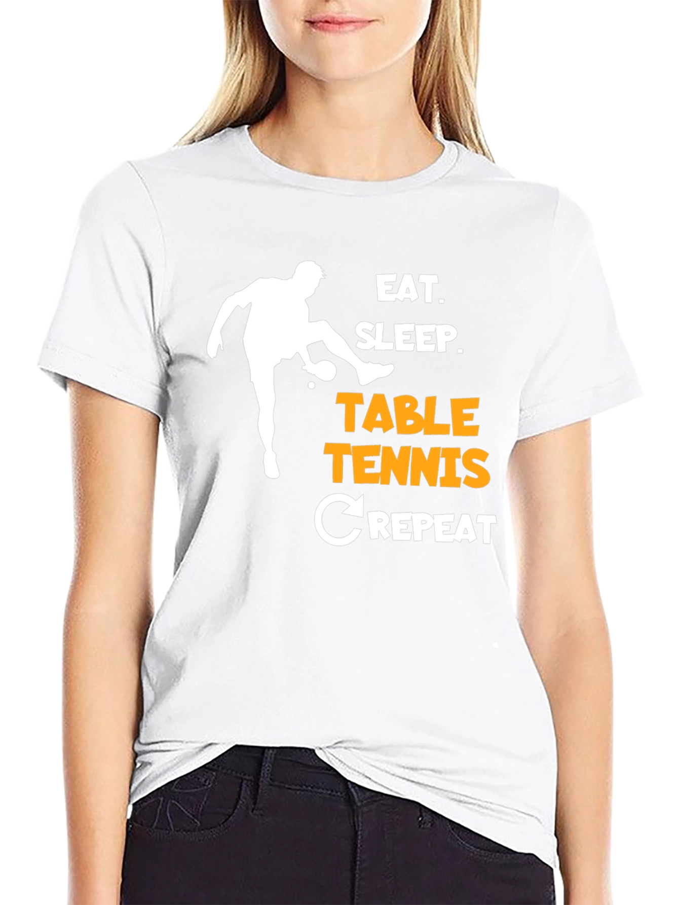 Eat Sleep Table Tennis Repeat T-Shirt Black