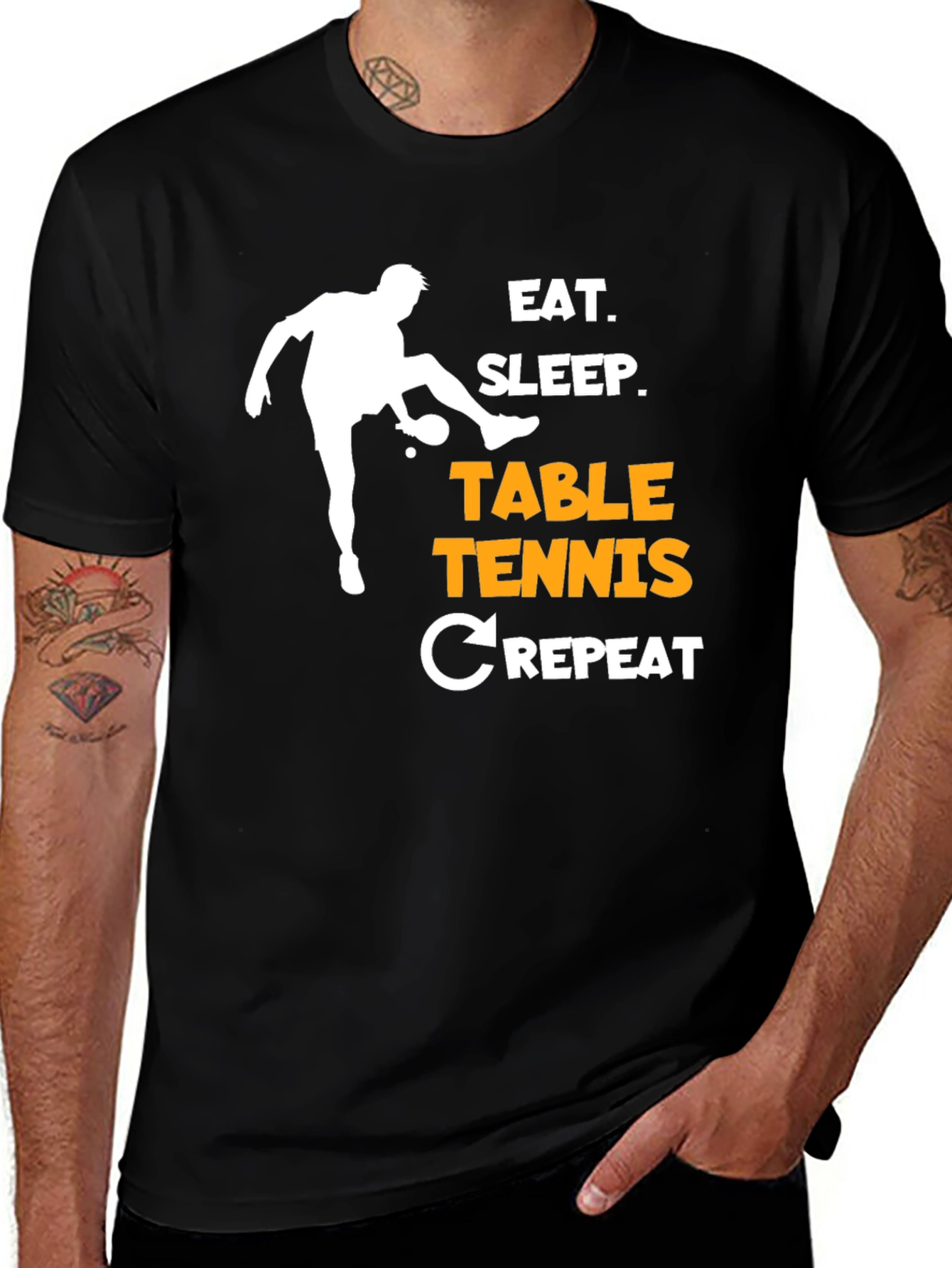 Eat Sleep Table Tennis Repeat T-Shirt Black