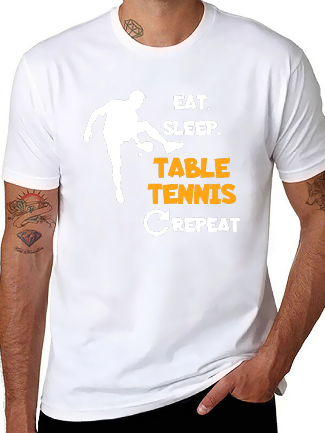 Eat Sleep Table Tennis Repeat T-Shirt Black