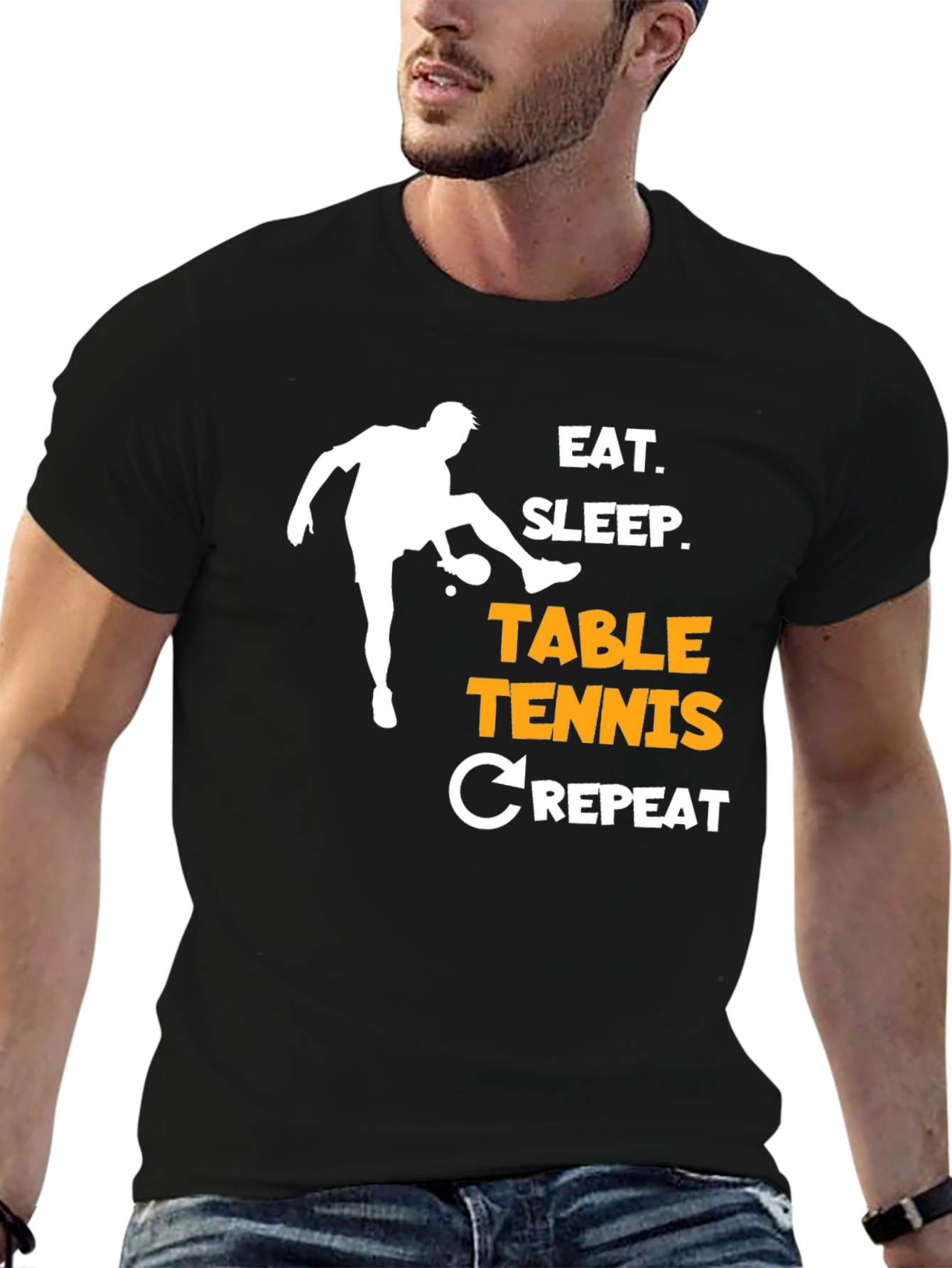 Eat Sleep Table Tennis Repeat T-Shirt Black